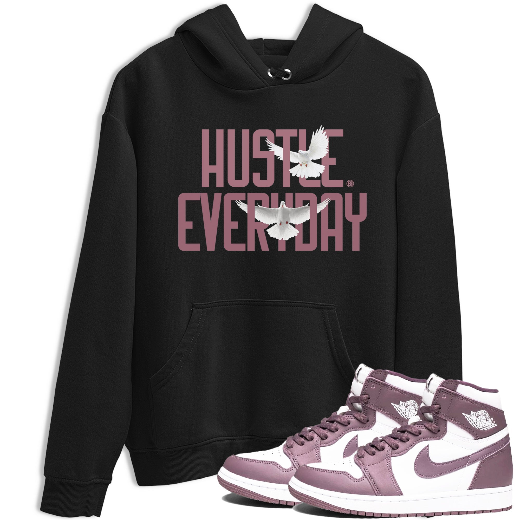 Air Jordan 1 High OG WMNS Mauve shirt to match jordans Daily Hustle crew neck streetwear t-shirt Air Jordan 1 Mauve Drip Gear Zone Unisex Black 1 Sneaker Matching Tee