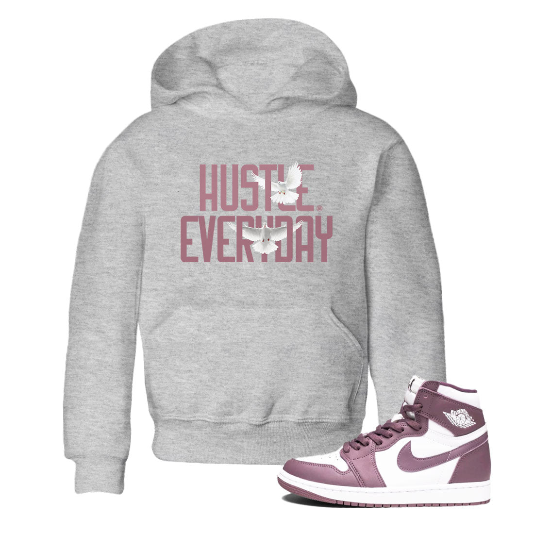 Air Jordan 1 High OG WMNS Mauve shirt to match jordans Daily Hustle crew neck streetwear t-shirt Air Jordan 1 Mauve Drip Gear Zone Baby Toddler Heather Grey 1 Sneaker Matching Tee