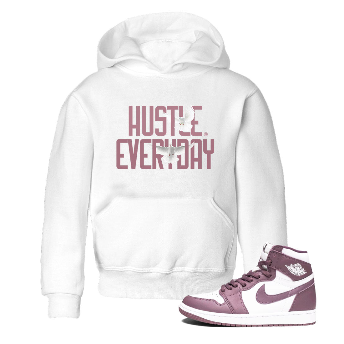Air Jordan 1 High OG WMNS Mauve shirt to match jordans Daily Hustle crew neck streetwear t-shirt Air Jordan 1 Mauve Drip Gear Zone Baby Toddler White 1 Sneaker Matching Tee