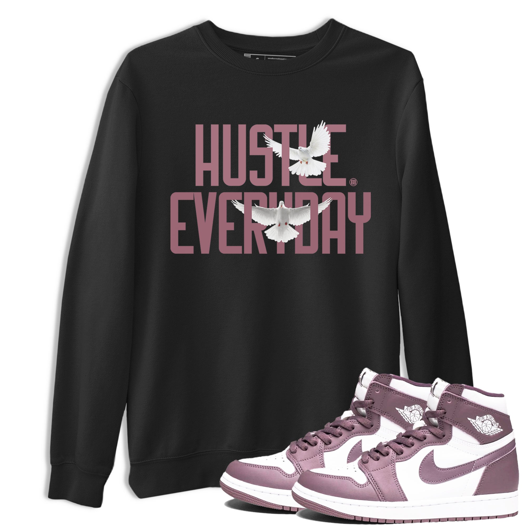 Air Jordan 1 High OG WMNS Mauve shirt to match jordans Daily Hustle crew neck streetwear t-shirt Air Jordan 1 Mauve Drip Gear Zone Unisex Black 1 Sneaker Matching Tee