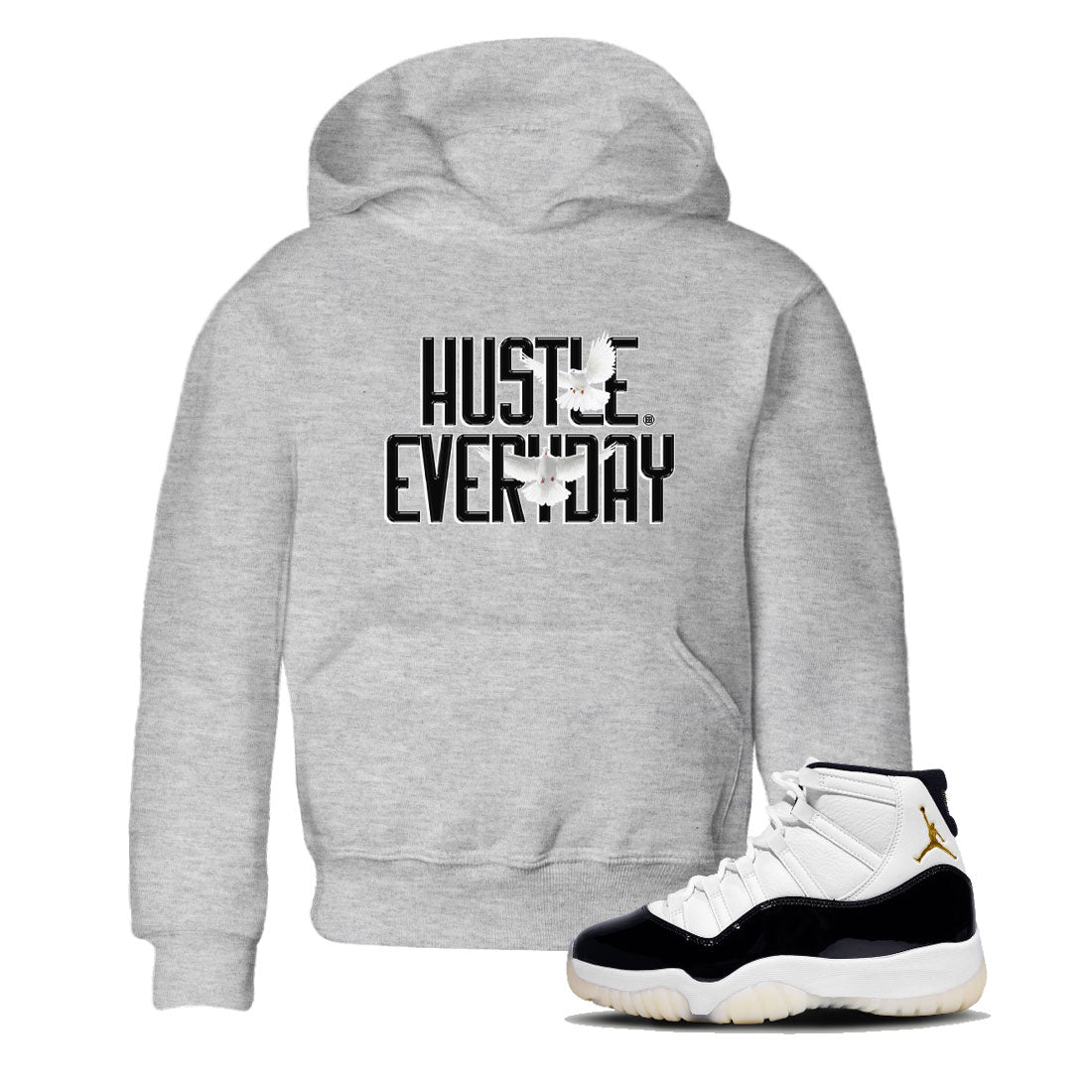 AJ11 Gratitude sneaker shirt to match jordans Daily Hustle sneaker tees Air Jordan 11 Gratitude Drip Gear Zone Baby Toddler Heather Grey 1 T-Shirt