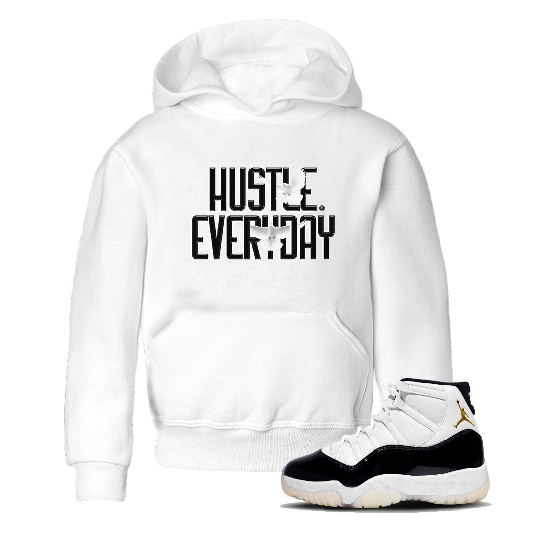 AJ11 Gratitude sneaker shirt to match jordans Daily Hustle sneaker tees Air Jordan 11 Gratitude Drip Gear Zone Baby Toddler White 1 T-Shirt