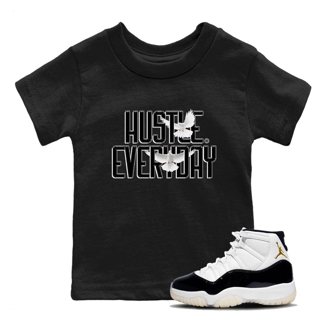 AJ11 Gratitude sneaker shirt to match jordans Daily Hustle sneaker tees Air Jordan 11 Gratitude Drip Gear Zone Baby Toddler Black 1 T-Shirt