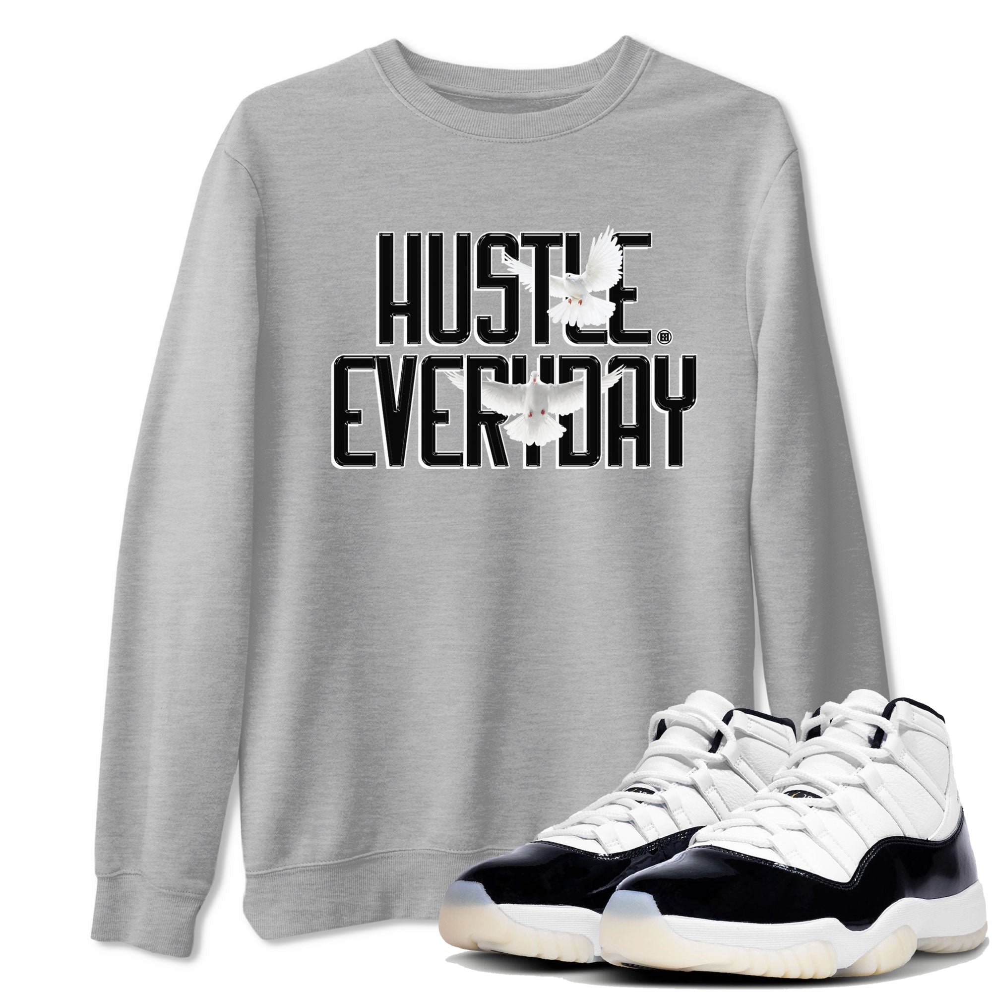 AJ11 Gratitude sneaker shirt to match jordans Daily Hustle sneaker tees Air Jordan 11 Gratitude Drip Gear Zone Crew Neck unisex crew neck cotton Sneaker T-Shirt Heather Grey 1 T-Shirt