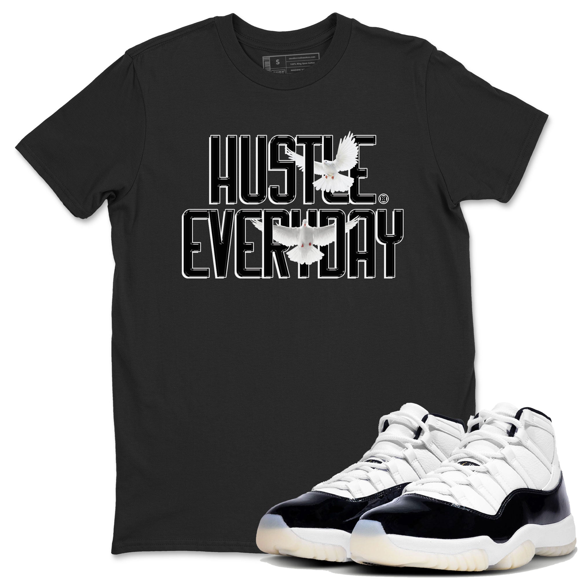 AJ11 Gratitude sneaker shirt to match jordans Daily Hustle sneaker tees Air Jordan 11 Gratitude Drip Gear Zone Crew Neck unisex crew neck cotton Sneaker T-Shirt Black 1 T-Shirt
