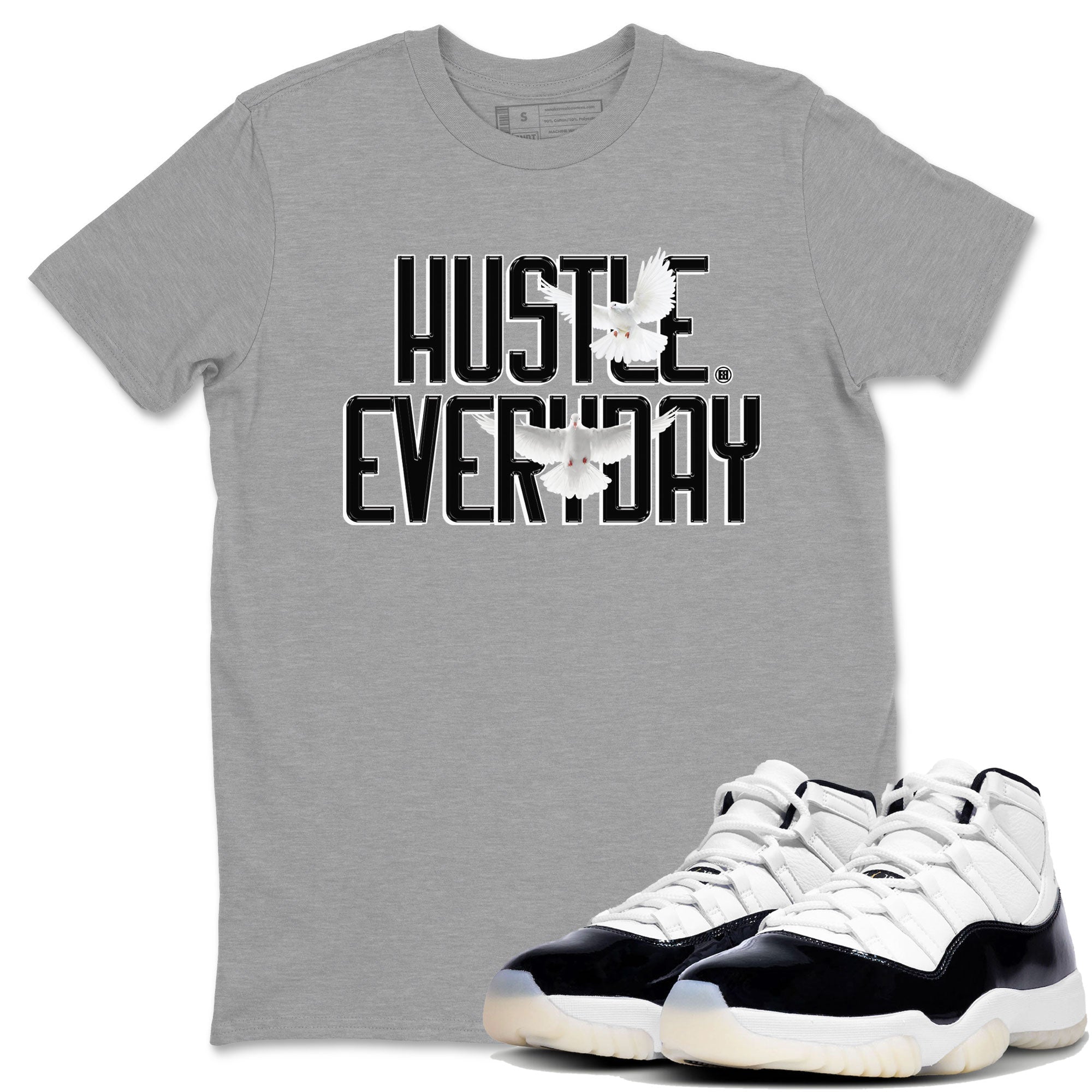 AJ11 Gratitude sneaker shirt to match jordans Daily Hustle sneaker tees Air Jordan 11 Gratitude Drip Gear Zone Crew Neck unisex crew neck cotton Sneaker T-Shirt Heather Grey 1 T-Shirt