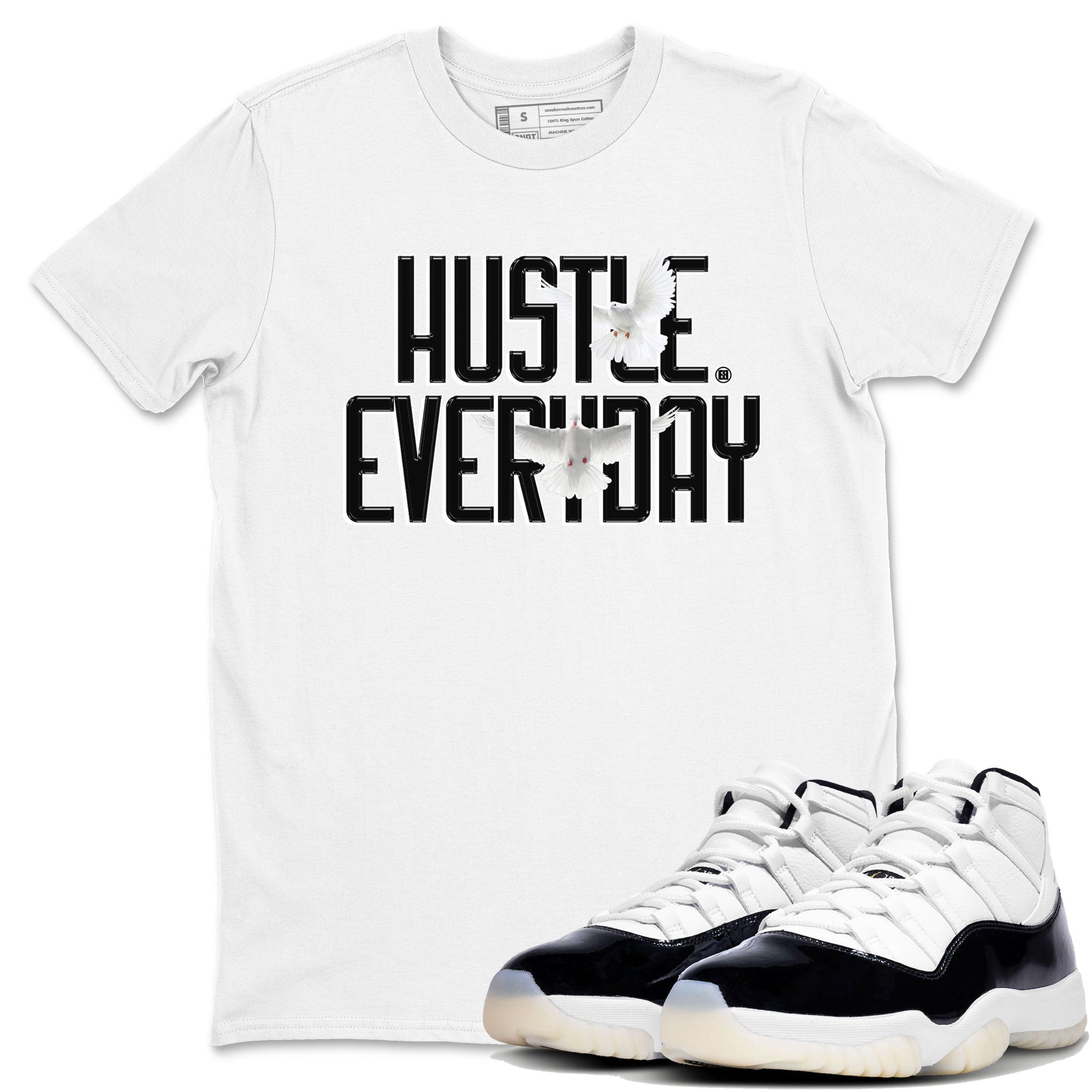 AJ11 Gratitude sneaker shirt to match jordans Daily Hustle sneaker tees Air Jordan 11 Gratitude Drip Gear Zone Crew Neck Unisex Cotton Sneaker T-Shirt White 1 T-Shirt