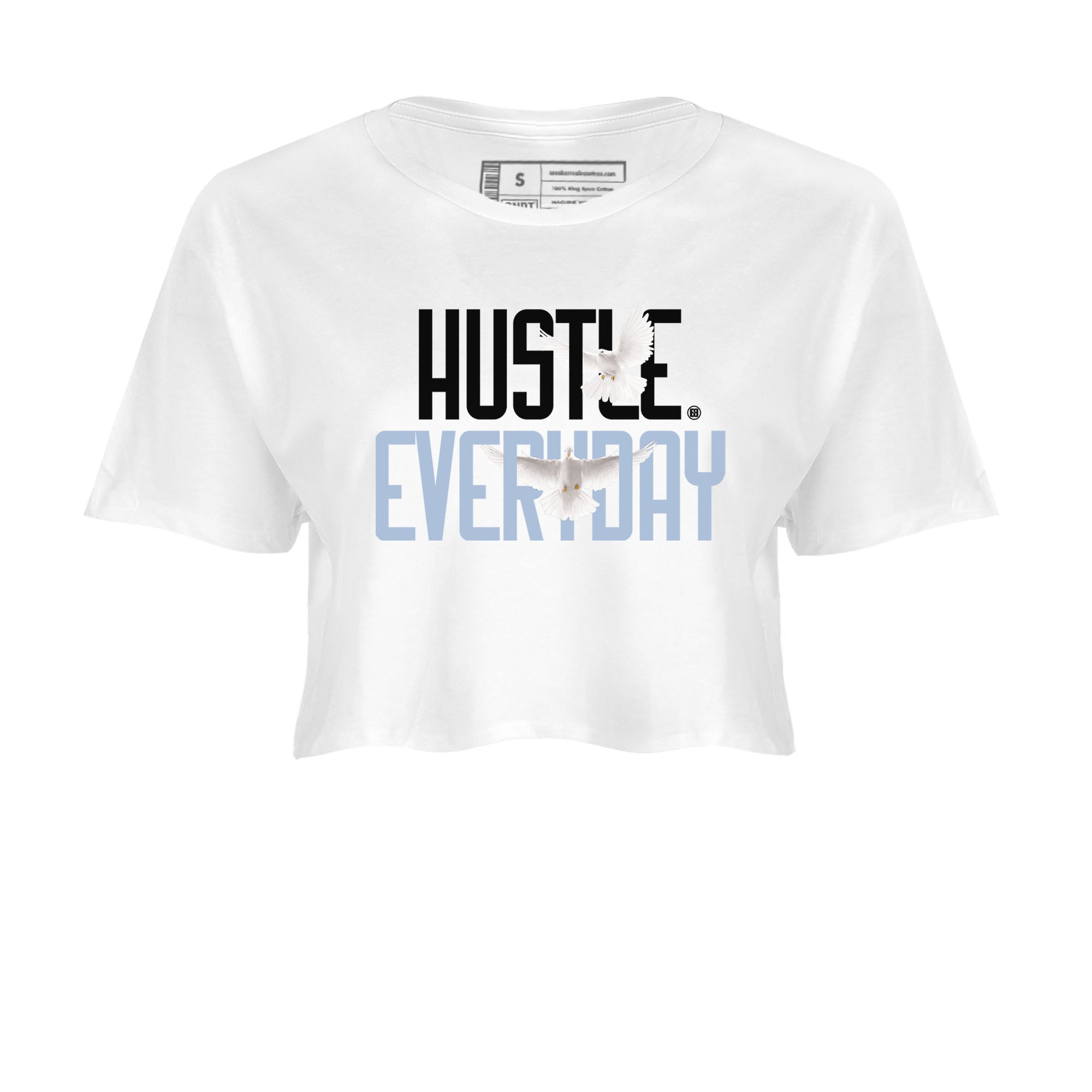 13s Blue Grey shirt to match jordans Daily Hustle sneaker tees Air Jordan 13 Blue Grey Drip Gear Zone White 2 crop length shirt