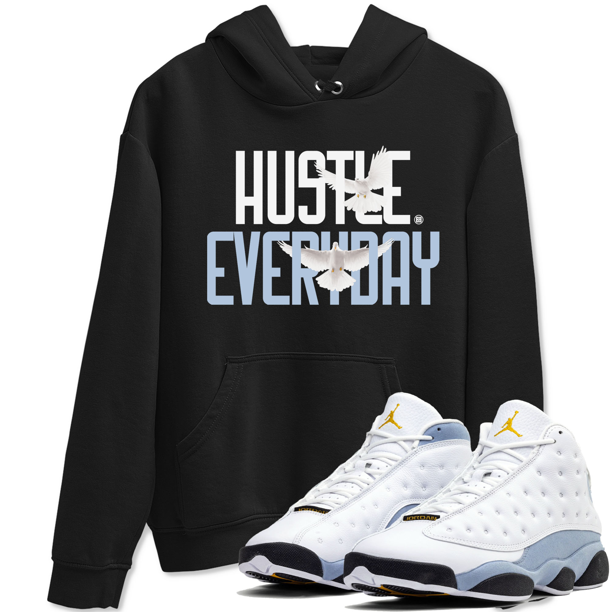 13s Blue Grey shirt to match jordans Daily Hustle sneaker tees Air Jordan 13 Blue Grey Drip Gear Zone unisex cotton Black 1 crew neck shirt