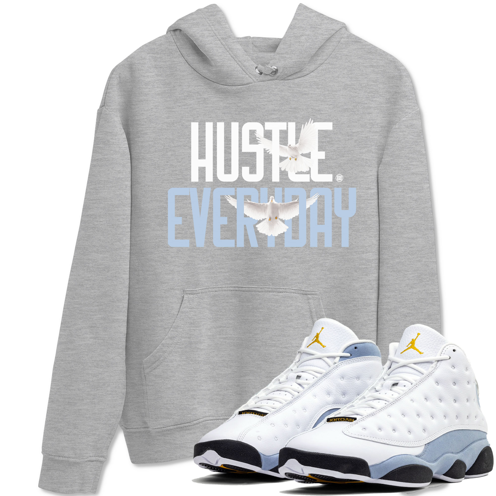 13s Blue Grey shirt to match jordans Daily Hustle sneaker tees Air Jordan 13 Blue Grey Drip Gear Zone unisex cotton Heather Grey 1 crew neck shirt