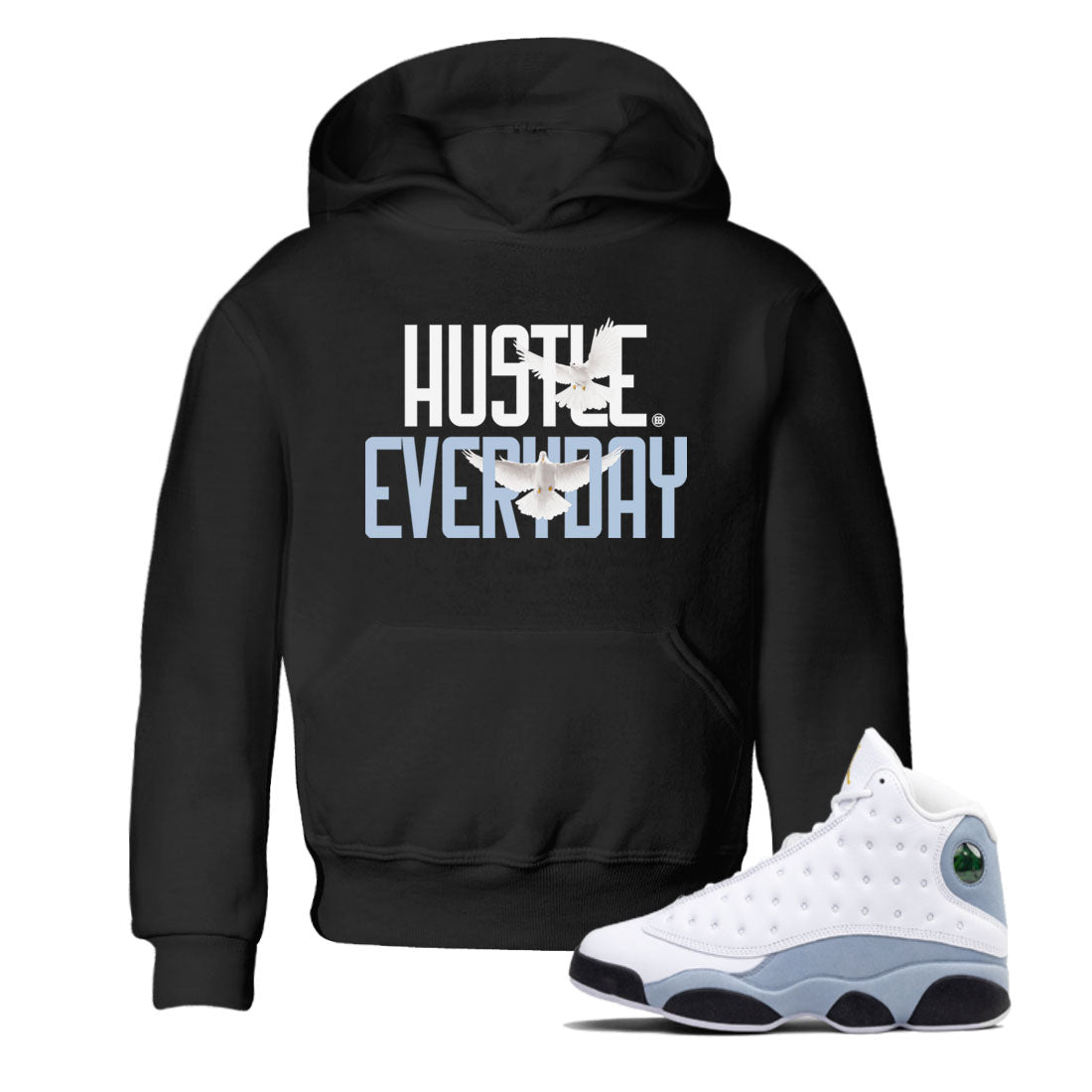 13s Blue Grey shirt to match jordans Daily Hustle sneaker tees Air Jordan 13 Blue Grey Drip Gear Zone baby toddler Black 1 cotton Shirt