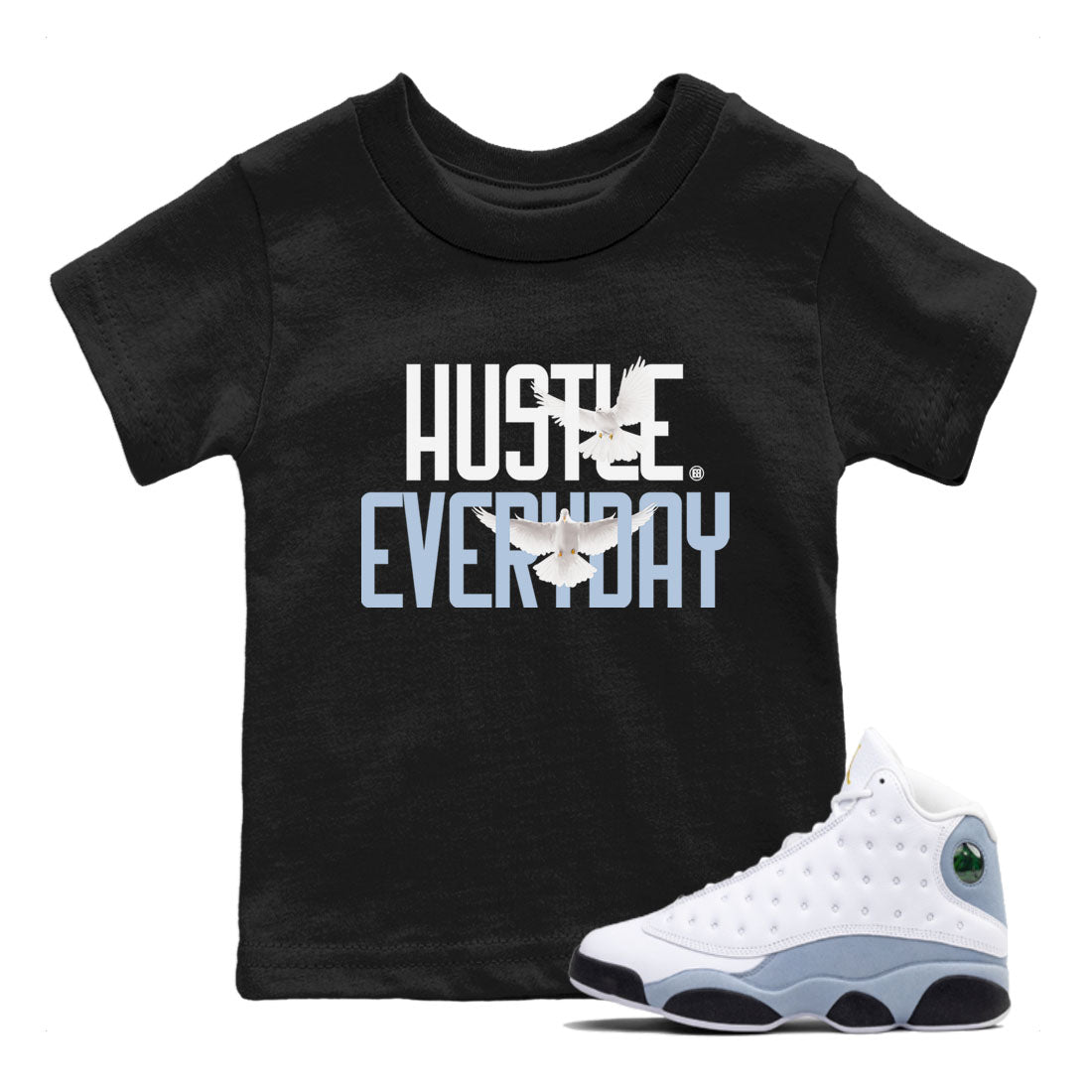 13s Blue Grey shirt to match jordans Daily Hustle sneaker tees Air Jordan 13 Blue Grey Drip Gear Zone baby toddler Black 1 cotton Shirt