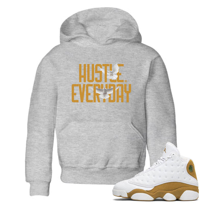 Air Jordan 13 Retro Wheat Sneaker Matching Clothes Daily Hustle Streetwear Sneaker Shirt Air Jordan 13 Wheat Drip Gear Zone Sneaker Matching Clothing Kids and Baby Youth Shirts Heather Grey 1