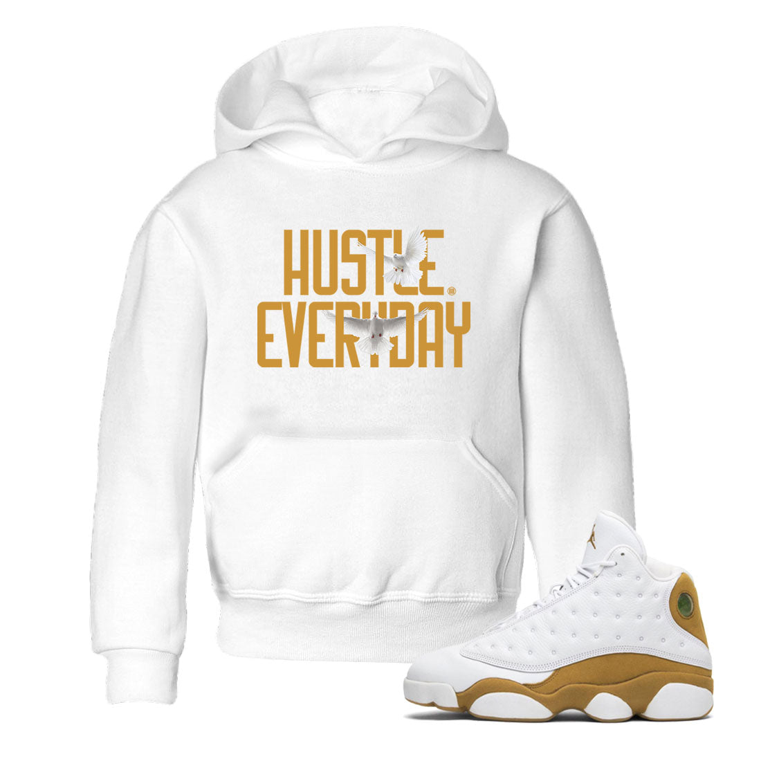 Air Jordan 13 Retro Wheat Sneaker Matching Clothes Daily Hustle Streetwear Sneaker Shirt Air Jordan 13 Wheat Drip Gear Zone Sneaker Matching Clothing Kids and Baby Youth Shirts White 1
