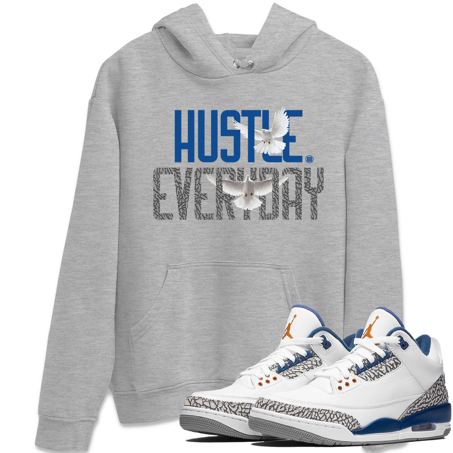 Air Jordan 3 Wizards Sneaker Match Tees Daily Hustle Shirts Air Jordan 3 Wizards Shirts Unisex Shirts Heather Grey 1