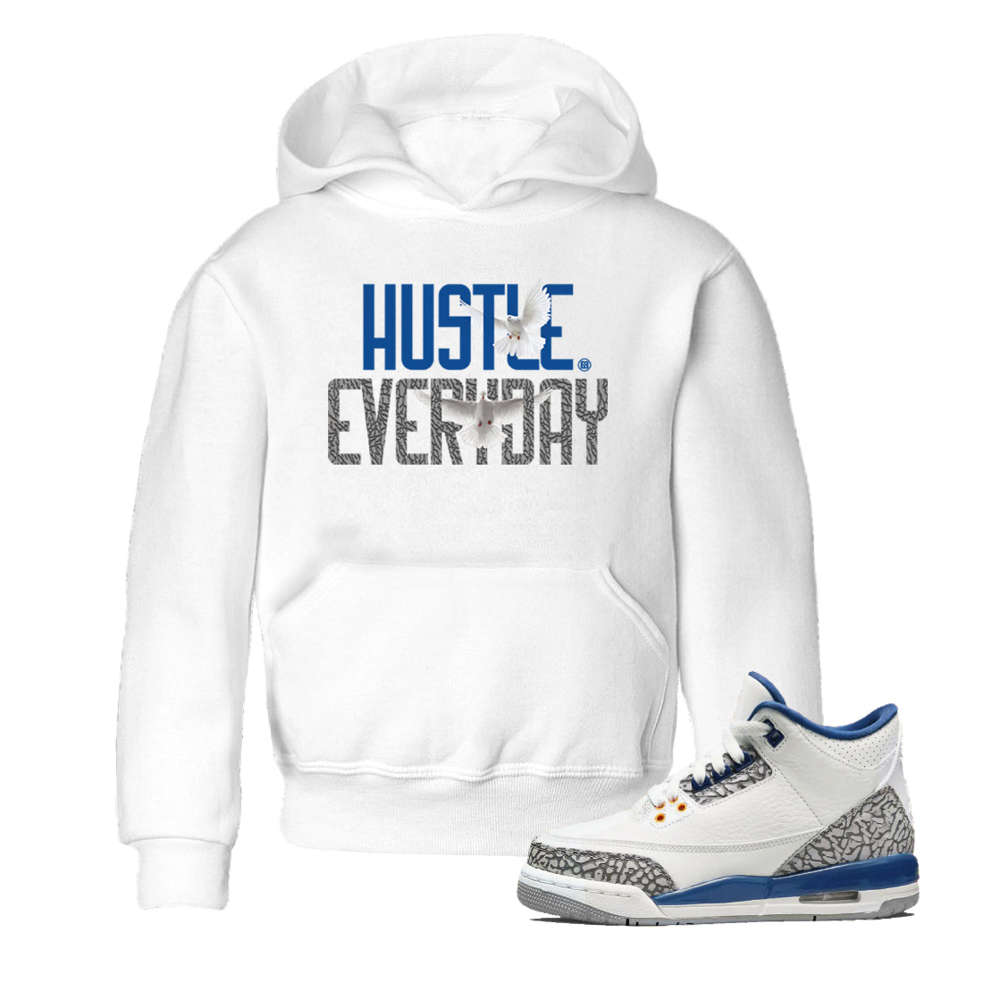 Air Jordan 3 Wizards Sneaker Match Tees Daily Hustle Shirts Air Jordan 3 Wizards Shirts Kids Shirts White 1