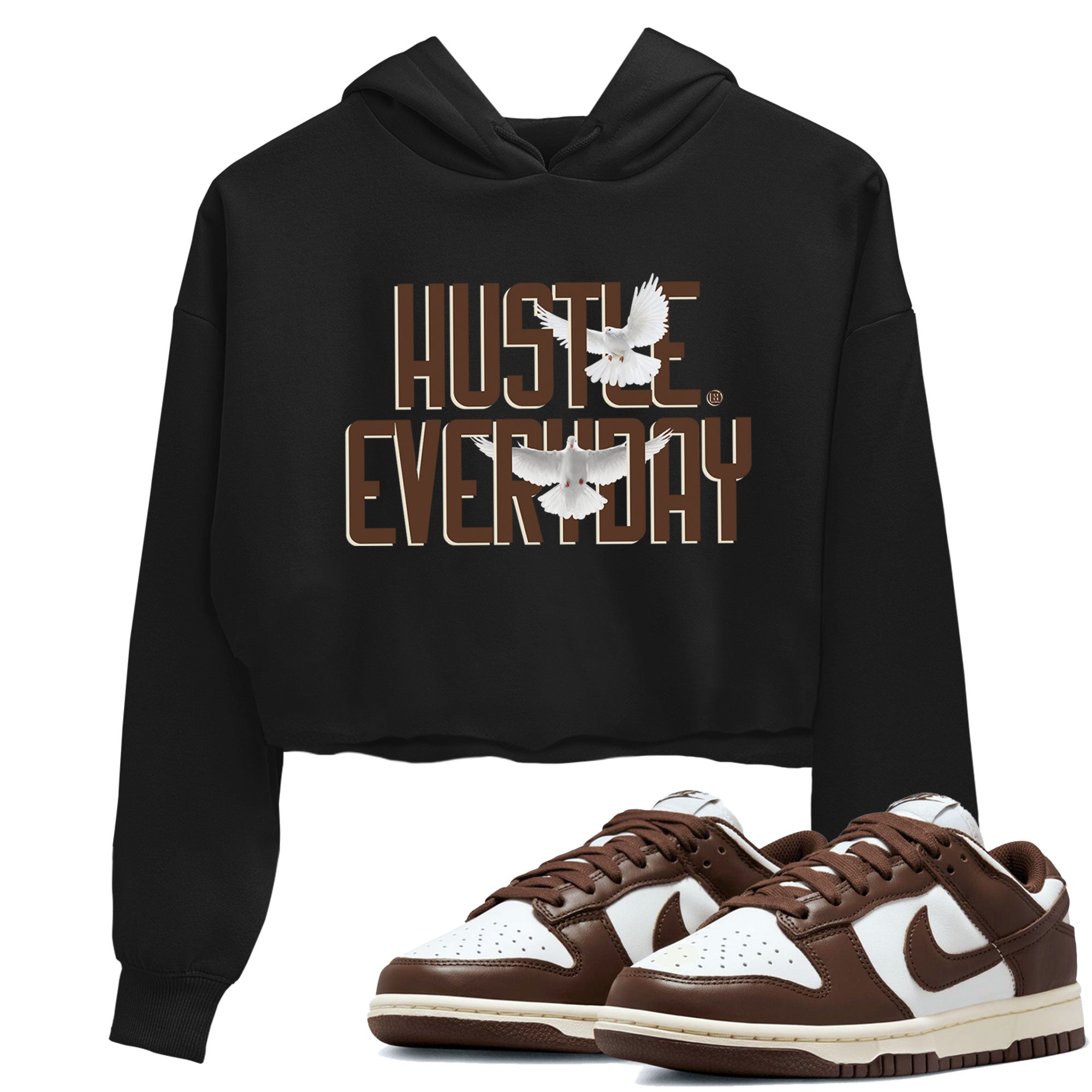 Dunk Low WMNS Cacao Wow sneaker sneaker shirt to match jordans Daily Hustle sneaker match tees Dunk Cacao Wow Drip Gear Zone Black 1 Crop T-Shirt