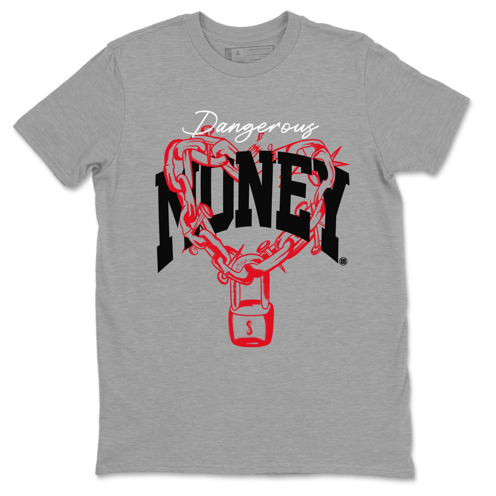 4s Bred Reimagined shirt to match jordans Dangerous Money sneaker tees Air Jordan 4 Bred Reimagined Drip Gear Zone Streetwear unisex cotton Heather Grey 2 crew neck shirt