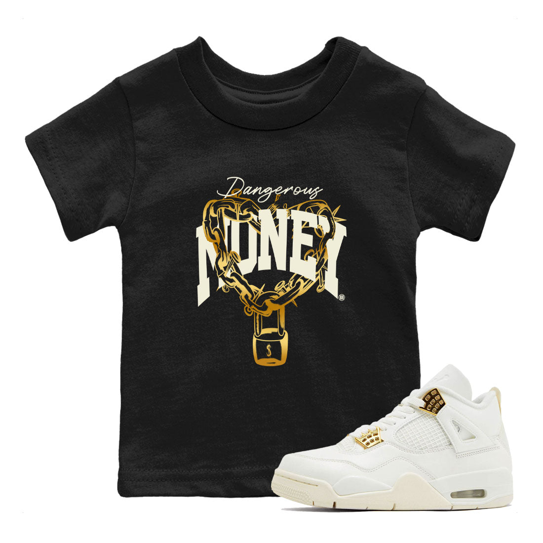 4s Sail shirt to match jordans Dangerous Money sneaker tees Air Jordan 4 Sail Drip Gear Zone baby toddler Black 1 cotton Shirt