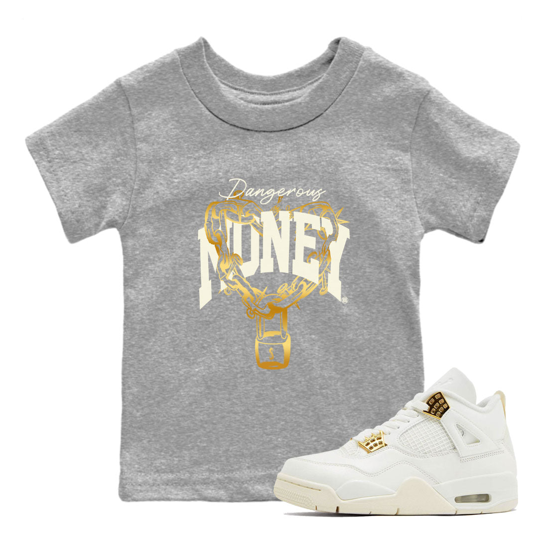 4s Sail shirt to match jordans Dangerous Money sneaker tees Air Jordan 4 Sail Drip Gear Zone baby toddler Heather Grey 1 cotton Shirt