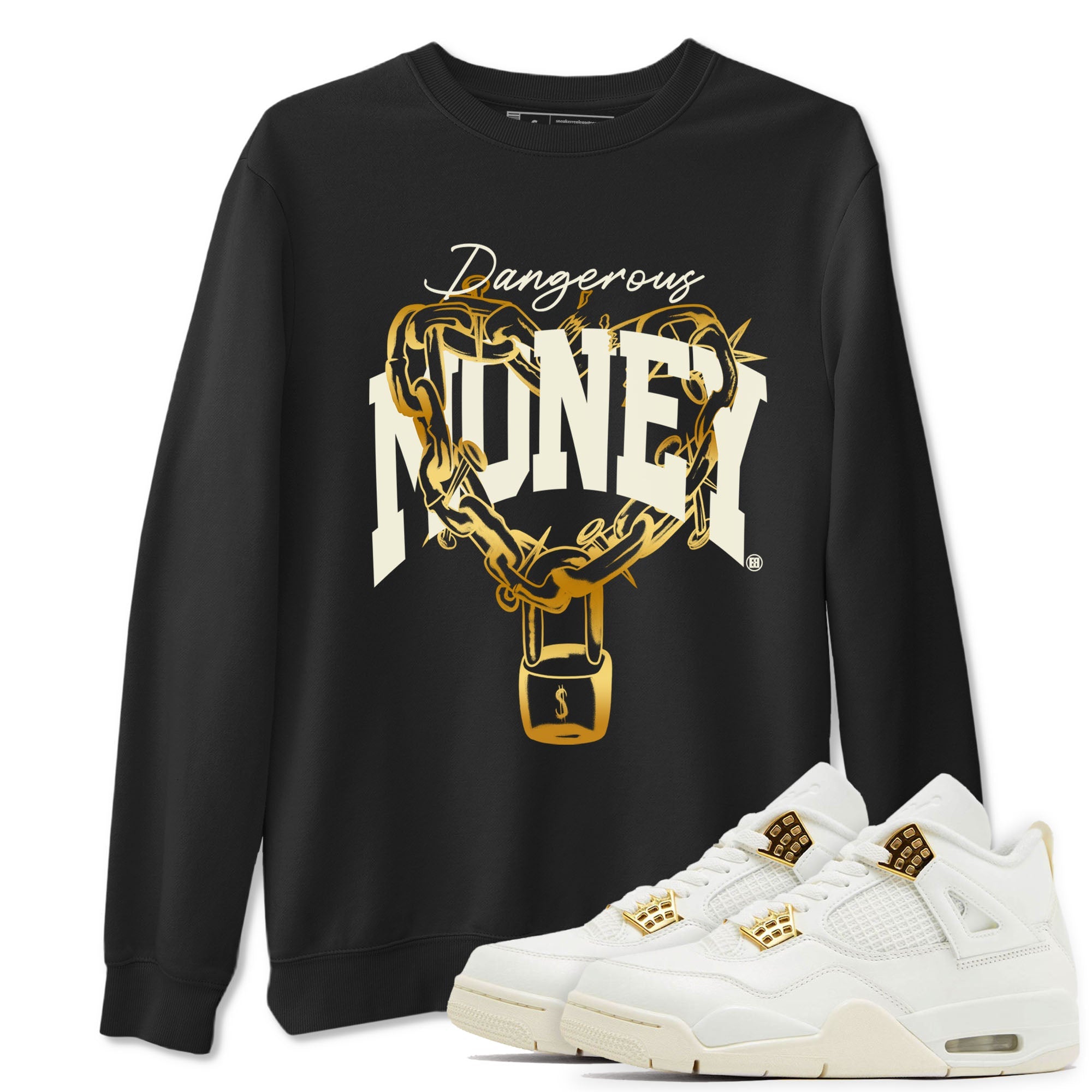 4s Sail shirt to match jordans Dangerous Money sneaker tees Air Jordan 4 Sail Drip Gear Zone unisex cotton Black 1 crew neck shirt