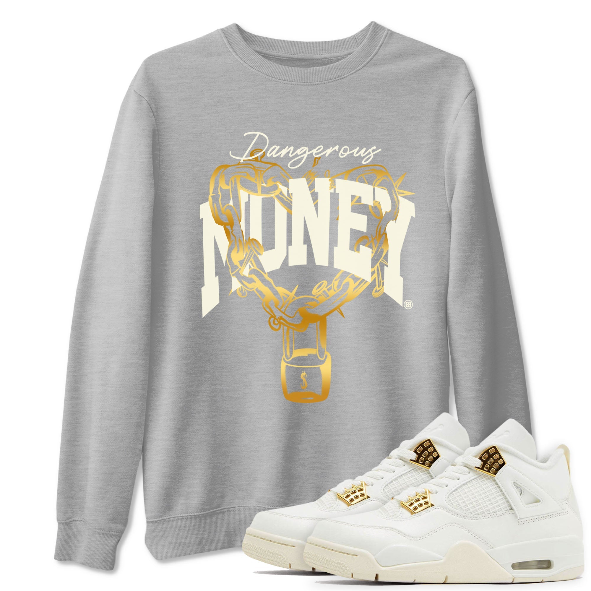 4s Sail shirt to match jordans Dangerous Money sneaker tees Air Jordan 4 Sail Drip Gear Zone unisex cotton Heather Grey 1 crew neck shirt
