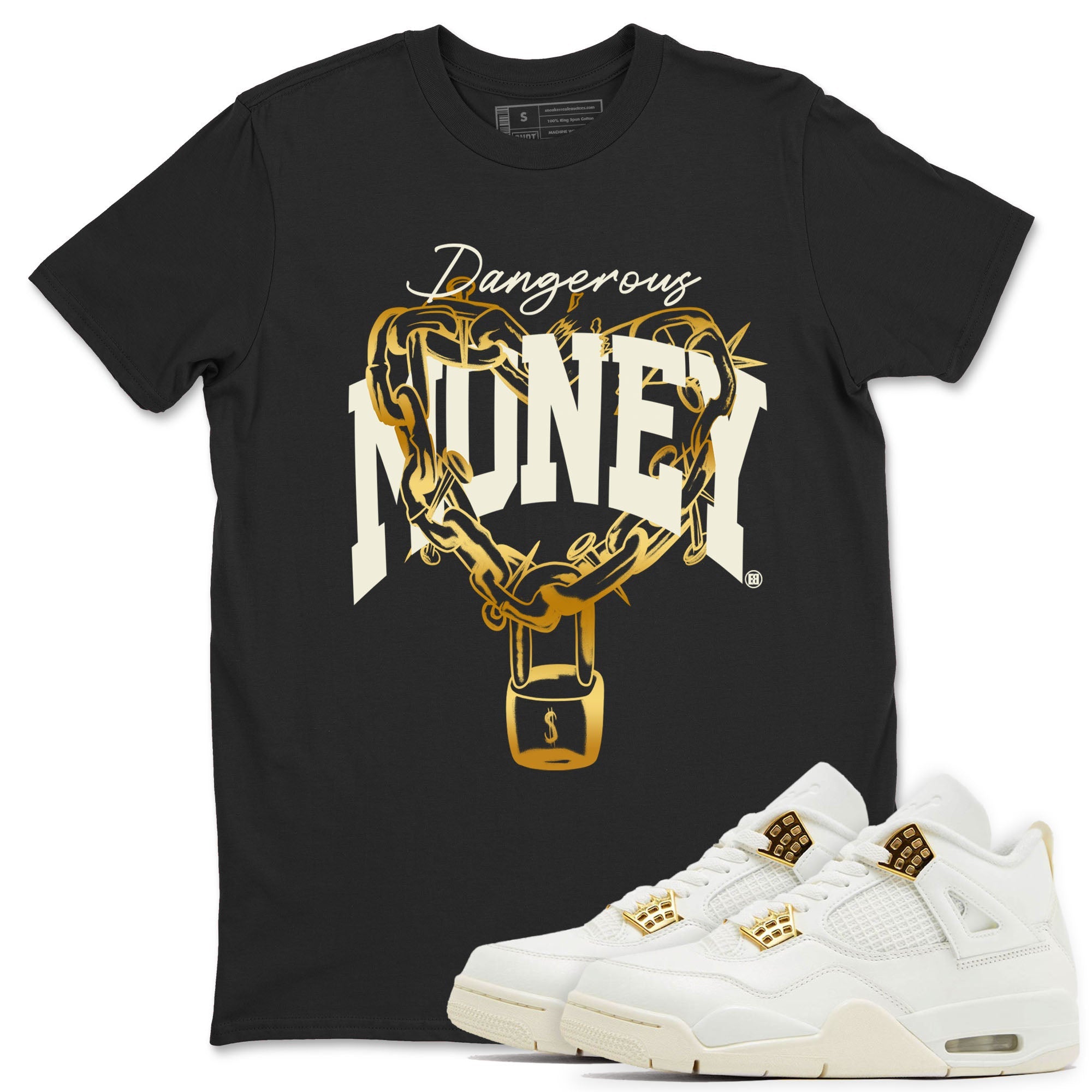 4s Sail shirt to match jordans Dangerous Money sneaker tees Air Jordan 4 Sail Drip Gear Zone unisex cotton Black 1 crew neck shirt