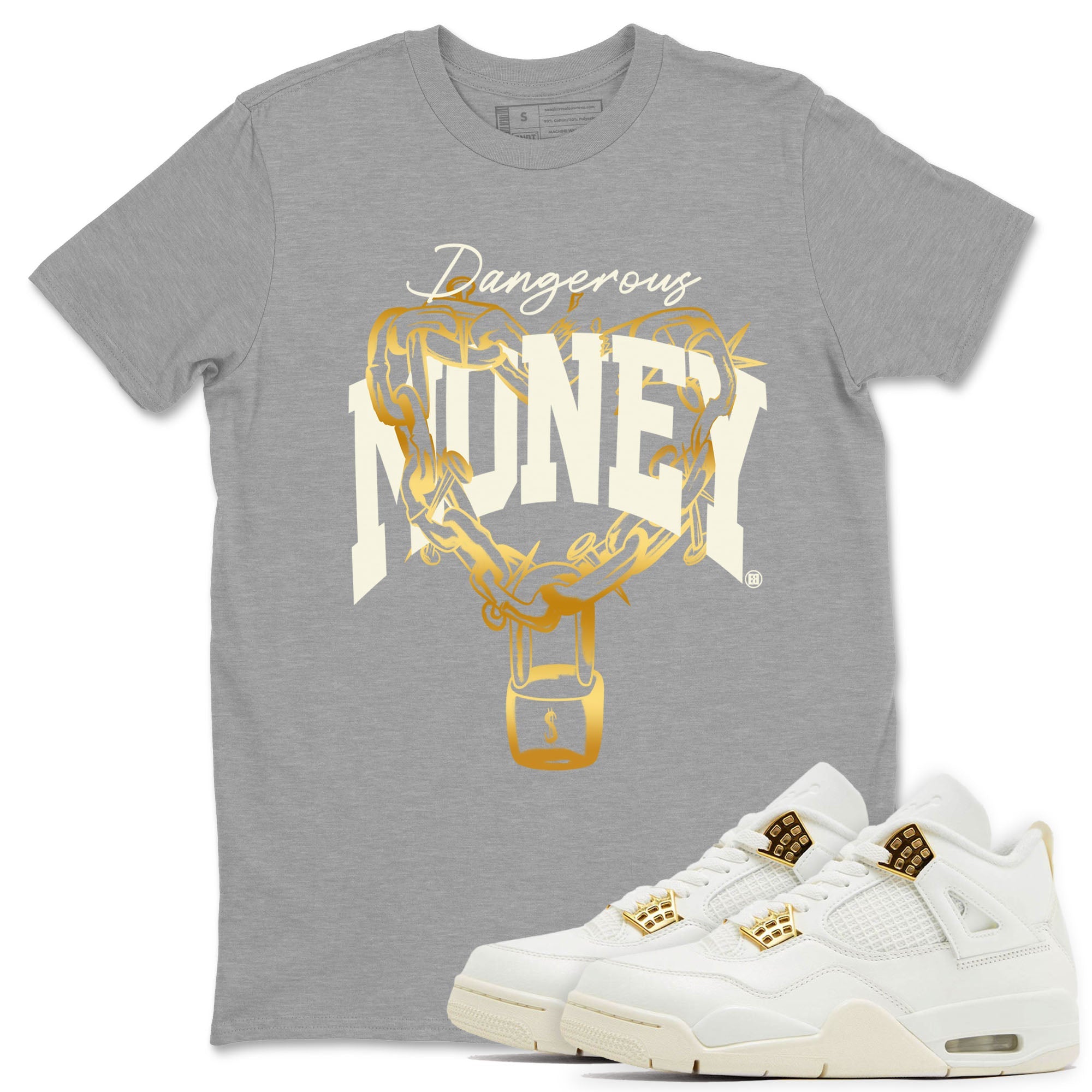 4s Sail shirt to match jordans Dangerous Money sneaker tees Air Jordan 4 Sail Drip Gear Zone unisex cotton Heather Grey 1 crew neck shirt