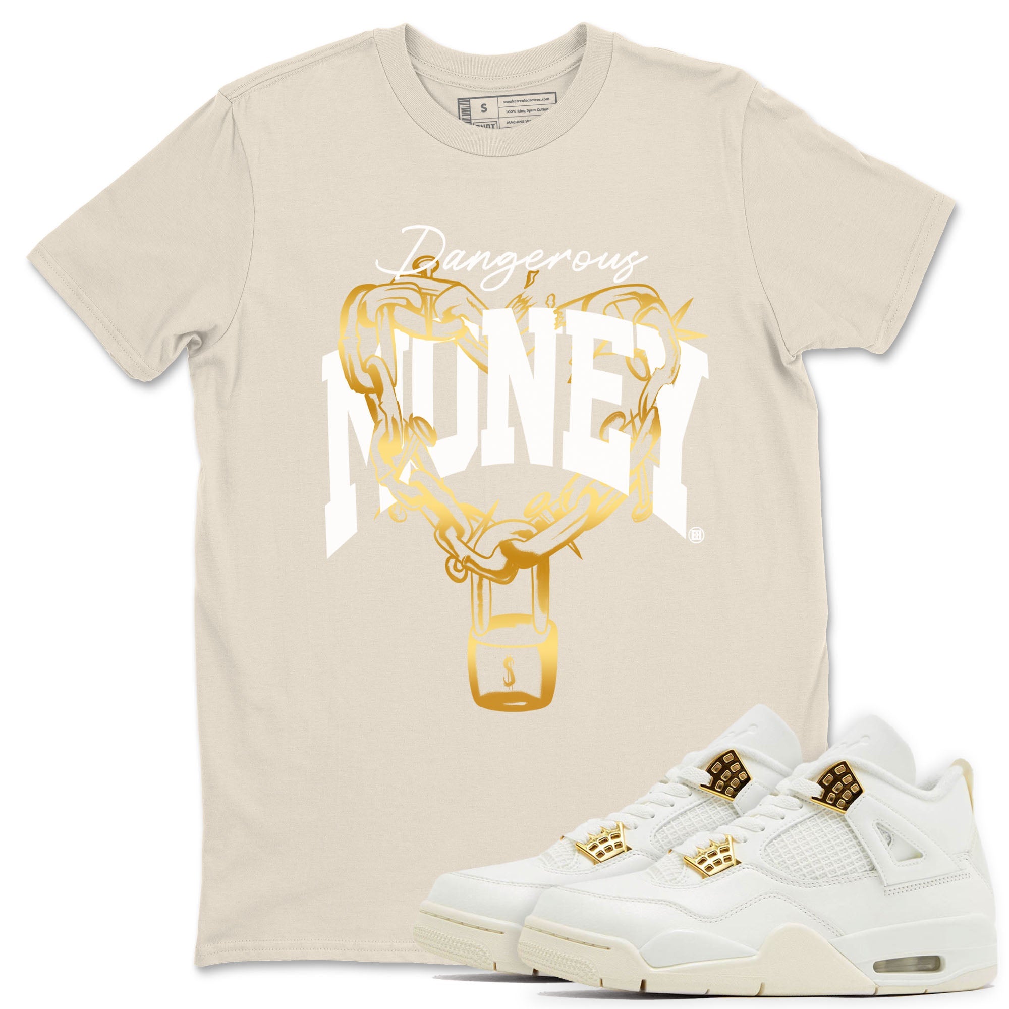 4s Sail shirt to match jordans Dangerous Money sneaker tees Air Jordan 4 Sail Drip Gear Zone unisex cotton Natural 1 crew neck shirt