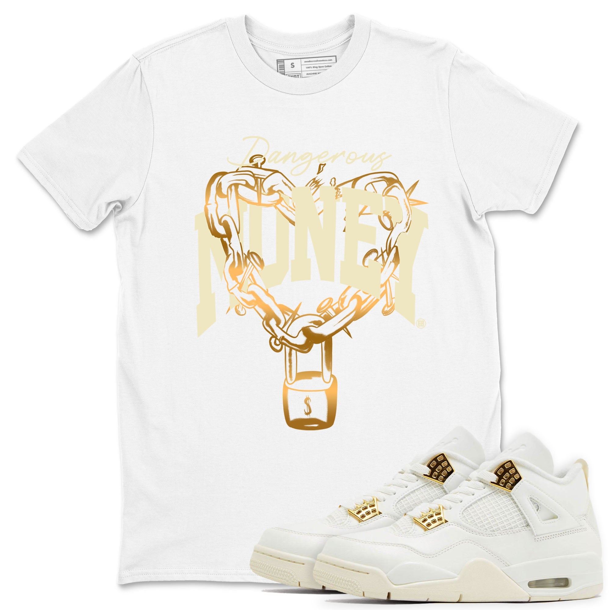 4s Sail shirt to match jordans Dangerous Money sneaker tees Air Jordan 4 Sail Drip Gear Zone unisex cotton White 1 crew neck shirt
