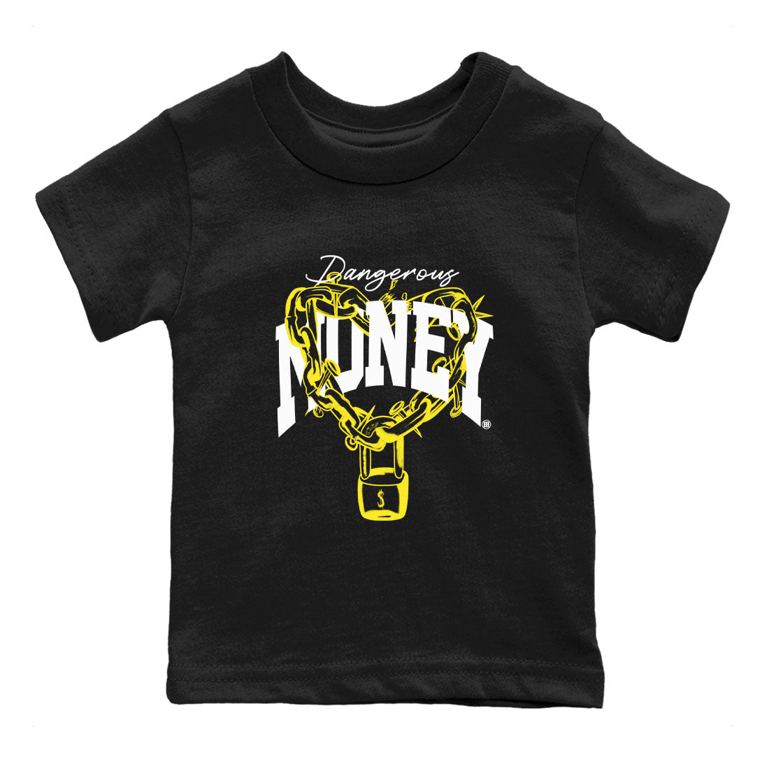 4s Vivid Sulfur shirt to match jordans Dangerous Money sneaker tees Air Jordan 4 Vivid Sulfur Drip Gear Zone baby toddler Black 2 cotton Shirt