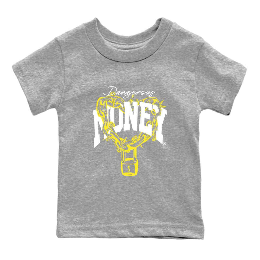 4s Vivid Sulfur shirt to match jordans Dangerous Money sneaker tees Air Jordan 4 Vivid Sulfur Drip Gear Zone baby toddler Heather Grey 2 cotton Shirt