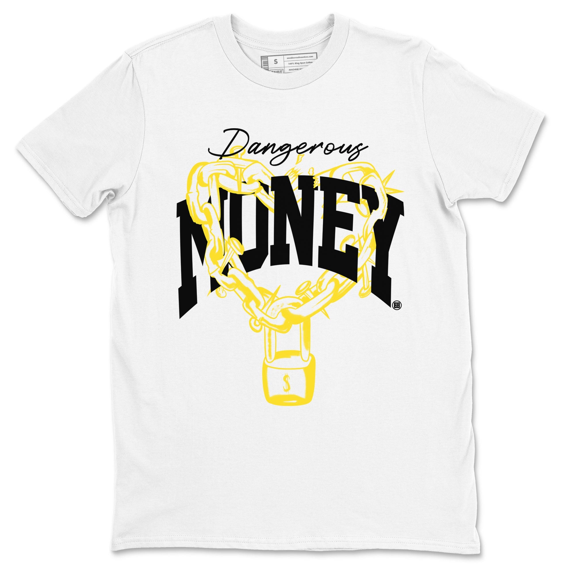 4s Vivid Sulfur shirt to match jordans Dangerous Money sneaker tees Air Jordan 4 Vivid Sulfur Drip Gear Zone unisex cotton White 2 crew neck shirt