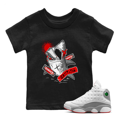 Wolf Grey 13 shirt to match jordans Dangerous Shark Streetwear Sneaker Shirt Air Jordan 13 Wolf Grey Drip Gear Zone Sneaker Matching Clothing Baby Toddler Black 1 T-Shirt