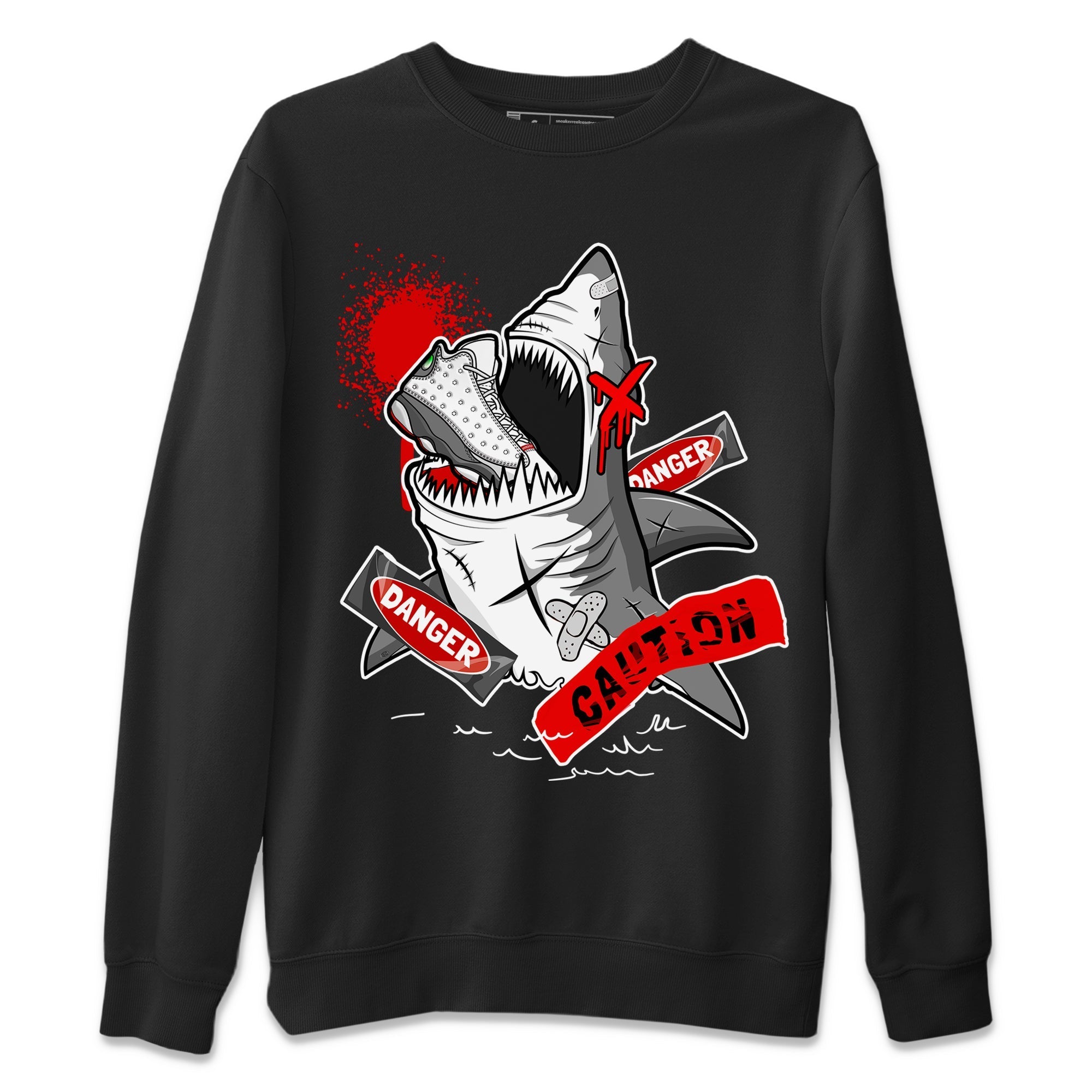 Wolf Grey 13 shirt to match jordans Dangerous Shark Streetwear Sneaker Shirt Air Jordan 13 Wolf Grey Drip Gear Zone Sneaker Matching Clothing Unisex Black 2 T-Shirt