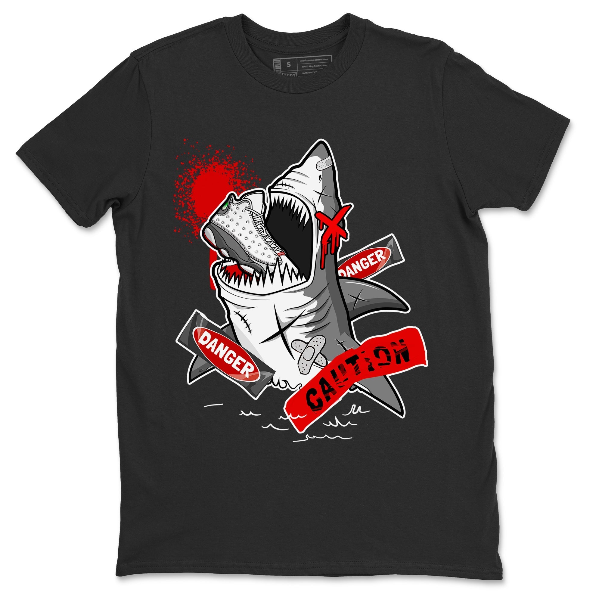Wolf Grey 13 shirt to match jordans Dangerous Shark Streetwear Sneaker Shirt Air Jordan 13 Wolf Grey Drip Gear Zone Sneaker Matching Clothing Unisex Black 2 T-Shirt