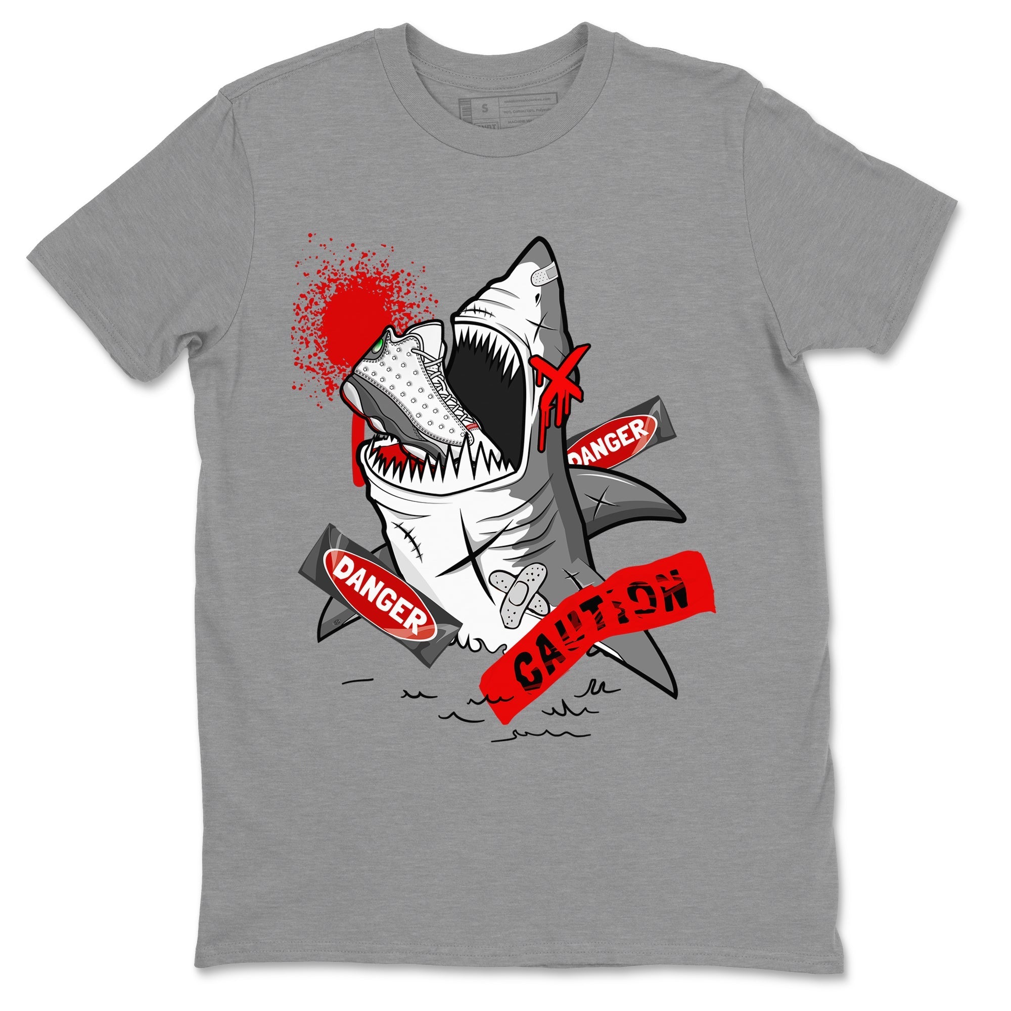Wolf Grey 13 shirt to match jordans Dangerous Shark Streetwear Sneaker Shirt Air Jordan 13 Wolf Grey Drip Gear Zone Sneaker Matching Clothing Unisex Heather Grey 2 T-Shirt