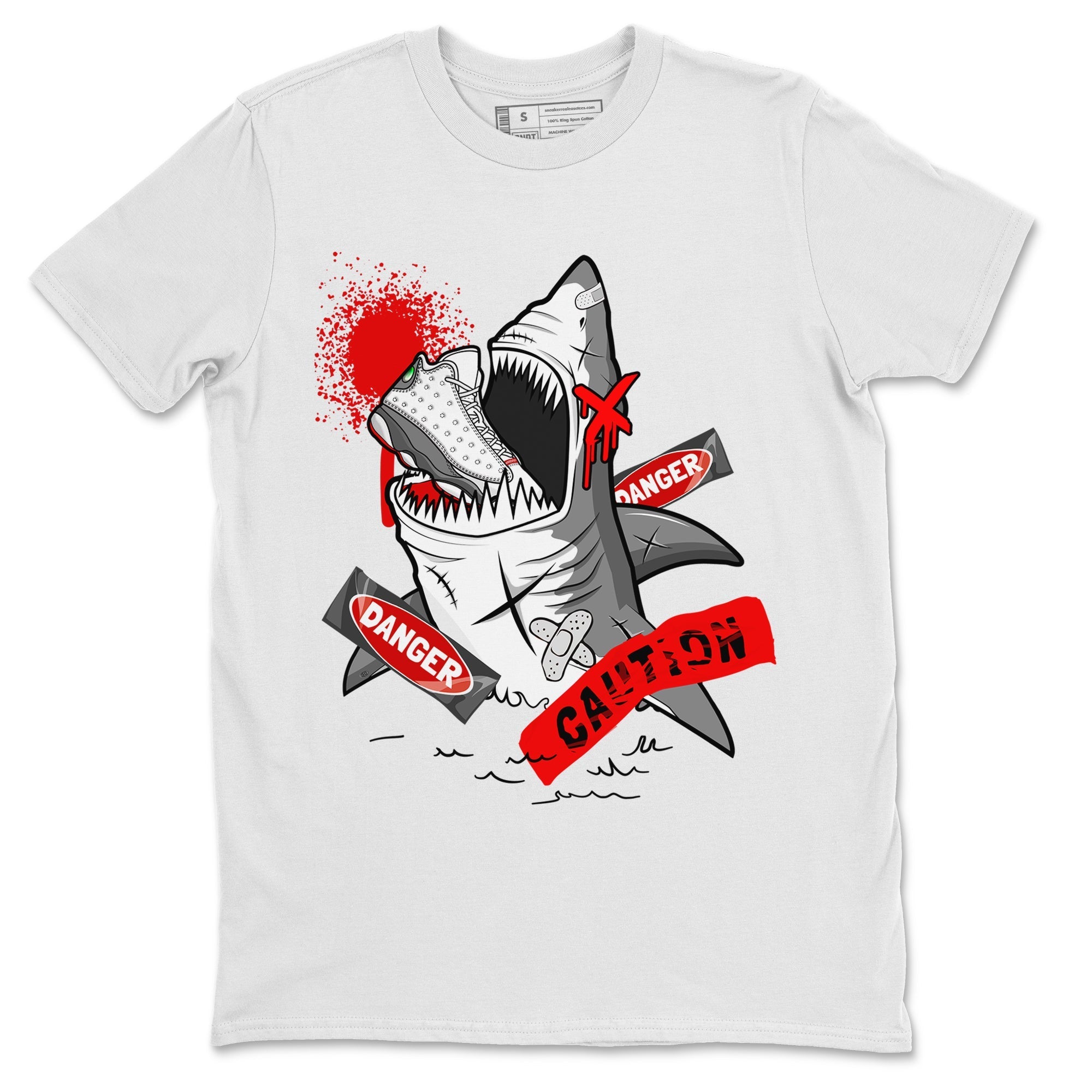 Wolf Grey 13 shirt to match jordans Dangerous Shark Streetwear Sneaker Shirt Air Jordan 13 Wolf Grey Drip Gear Zone Sneaker Matching Clothing Unisex White 2 T-Shirt