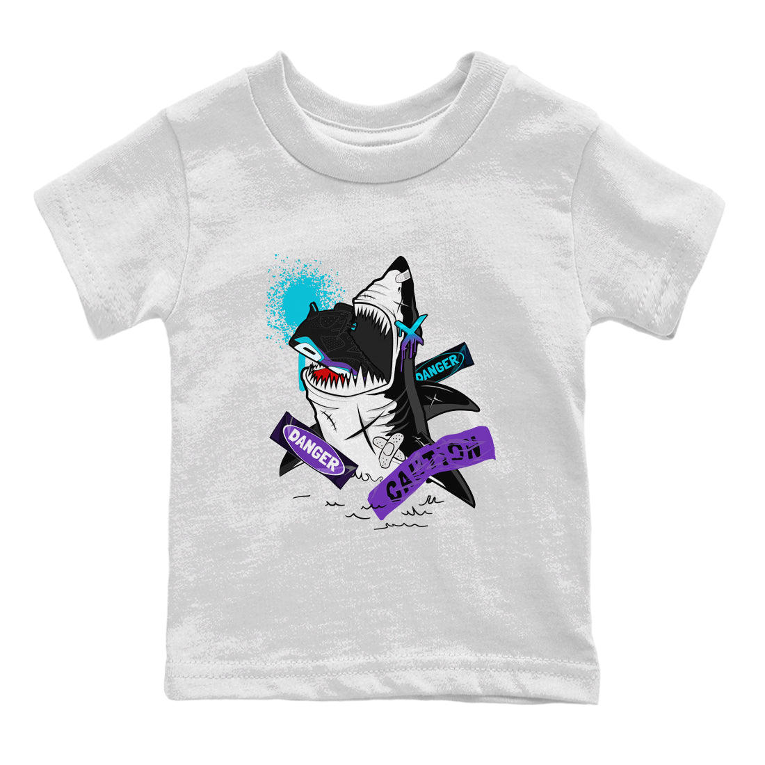 Aqua 6s shirt to match jordans Dangerous Shark Streetwear Sneaker Shirt Air Jordan 6 Aqua Drip Gear Zone Sneaker Matching Clothing Baby Toddler White 2 T-Shirt