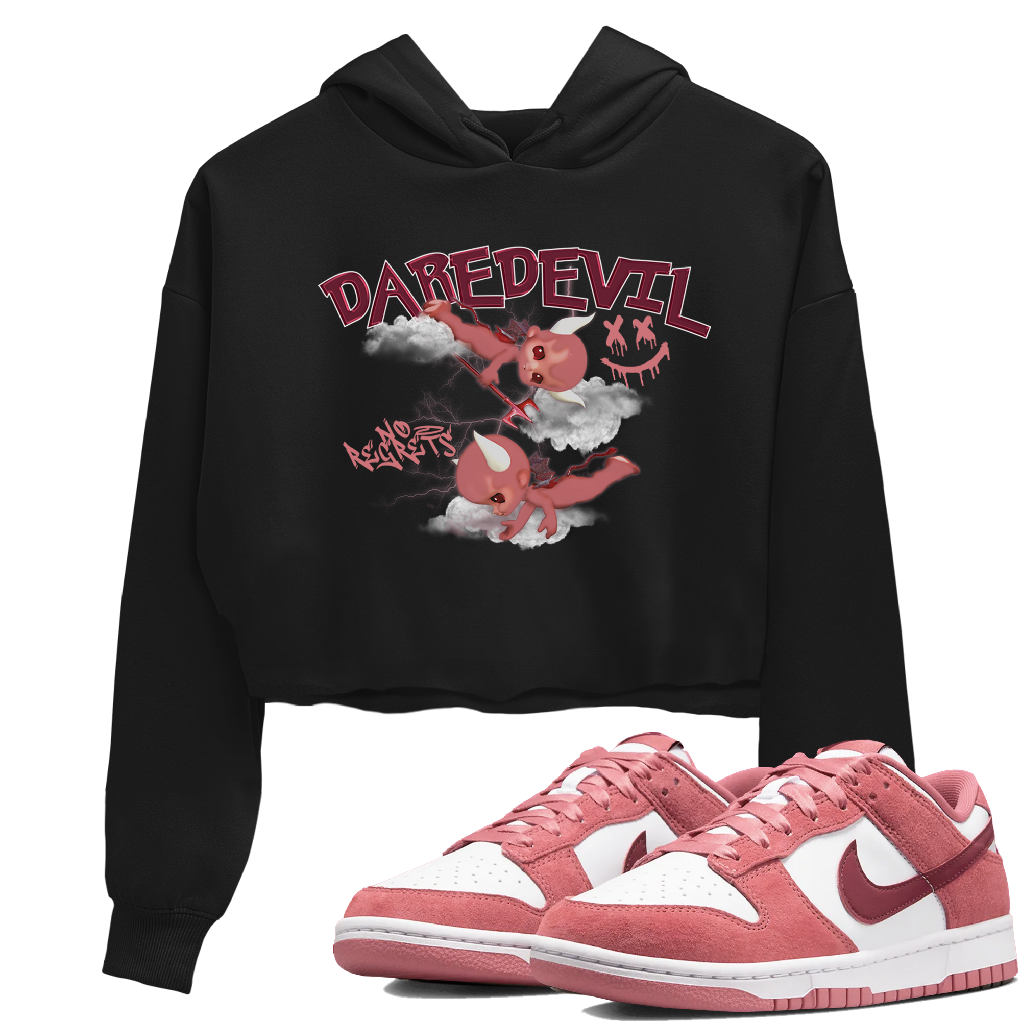 Dunk Low Valentines Day shirt to match jordans Dare Devil sneaker tees Special Valentine's Day Couple Shirt Dunk Valentine's Day 2024 Drip Gear Zone Sneaker Matching Shirt Black 1 Crop T-Shirt