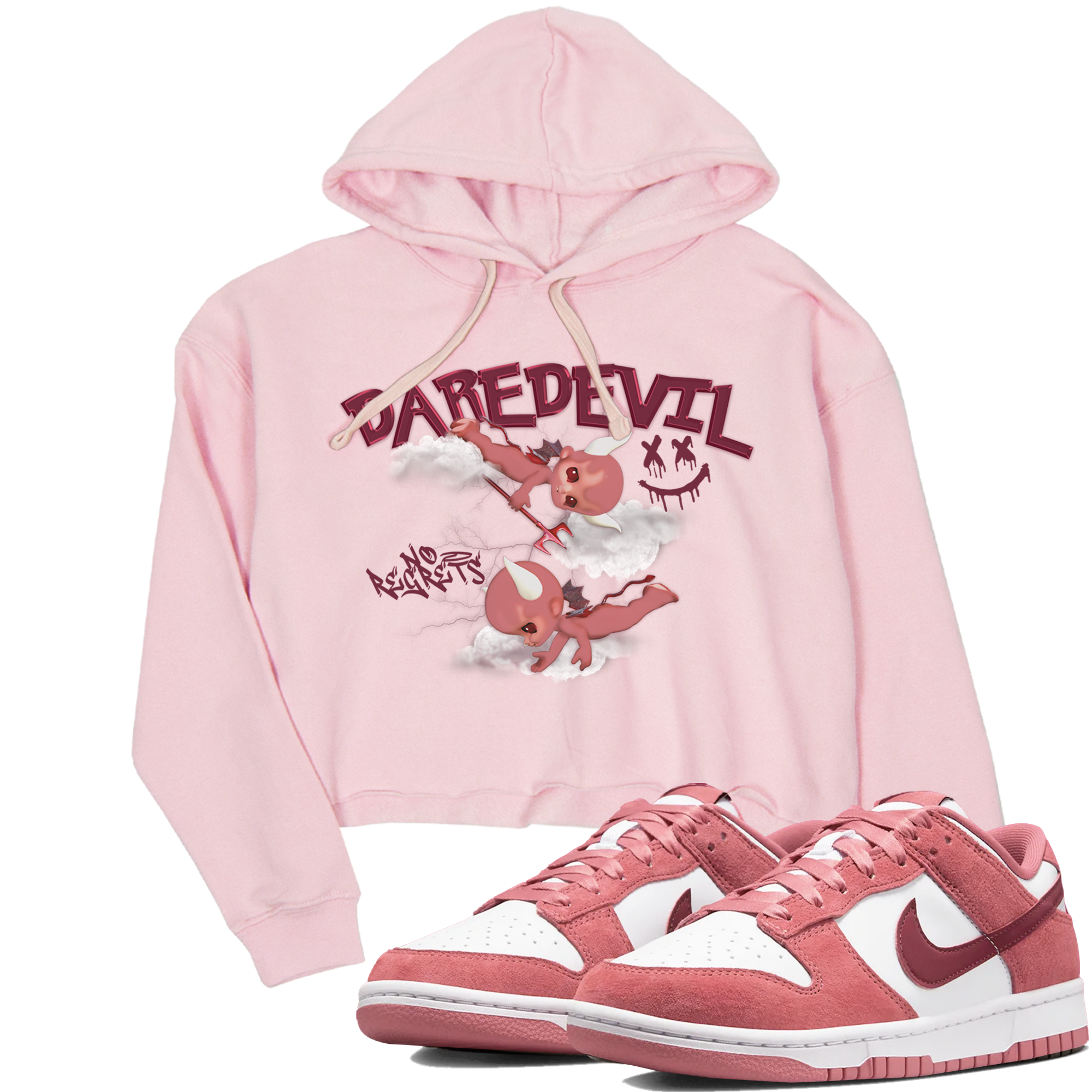 Dunk Low Valentines Day shirt to match jordans Dare Devil sneaker tees Special Valentine's Day Couple Shirt Dunk Valentine's Day 2024 Drip Gear Zone Sneaker Matching Shirt Pink 1 Crop T-Shirt