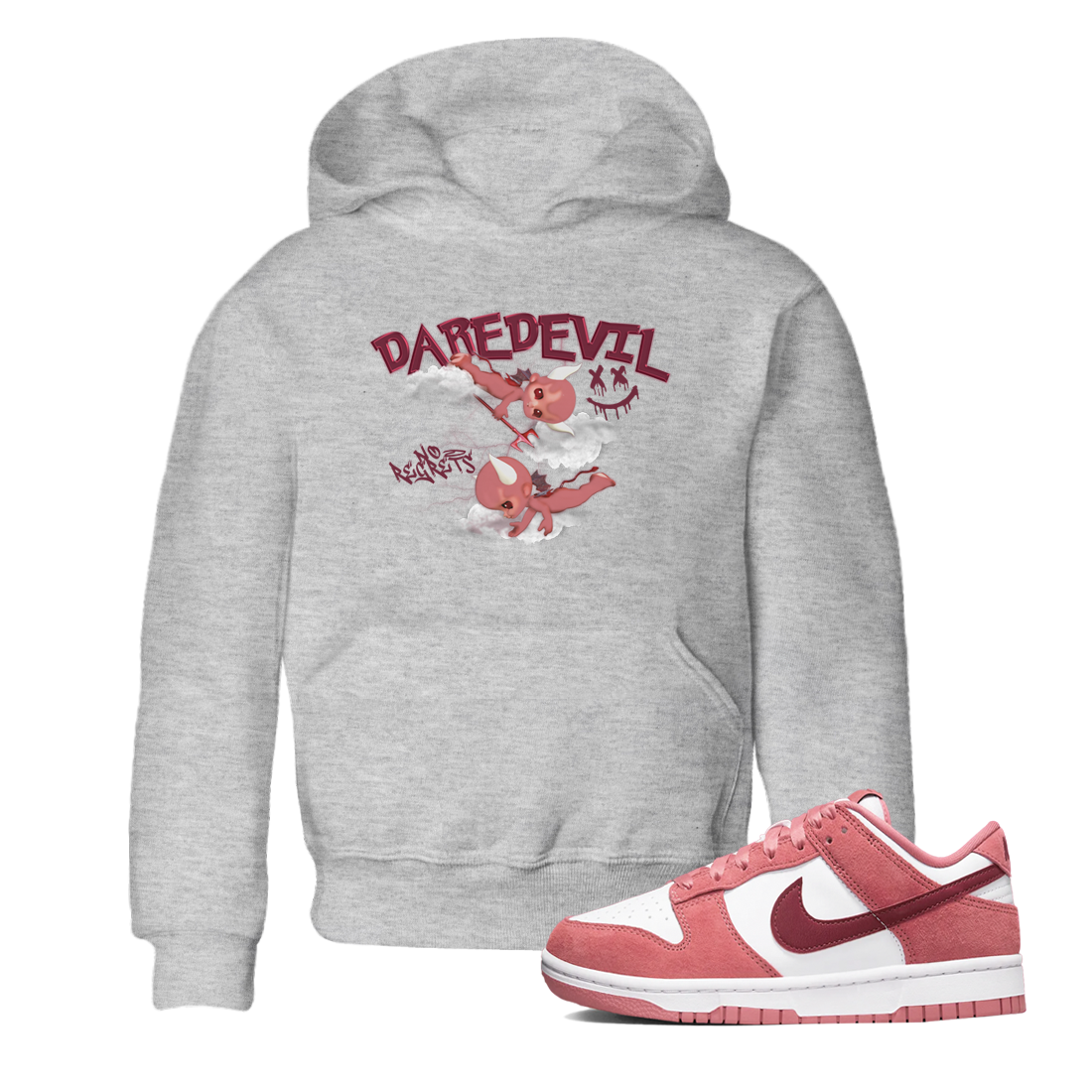 Dunk Low Valentines Day shirt to match jordans Dare Devil sneaker tees Special Valentine's Day Couple Shirt Dunk Valentine's Day 2024 Drip Gear Zone Sneaker Matching Shirt Baby Toddler Heather Grey 1 T-Shirt