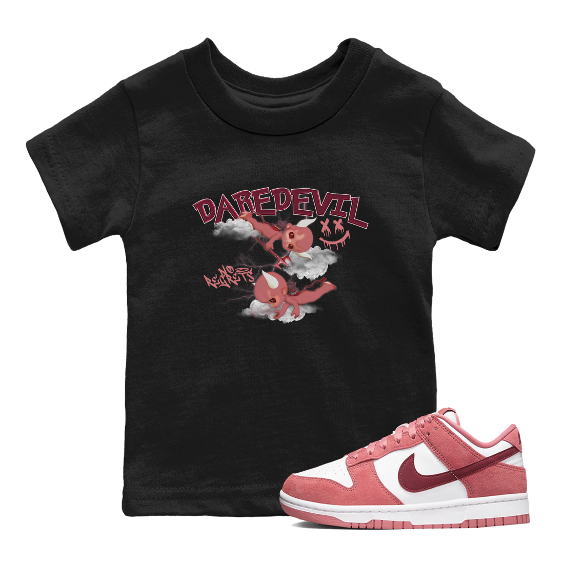 Dunk Low Valentines Day shirt to match jordans Dare Devil sneaker tees Special Valentine's Day Couple Shirt Dunk Valentine's Day 2024 Drip Gear Zone Sneaker Matching Shirt Baby Toddler Black 1 T-Shirt