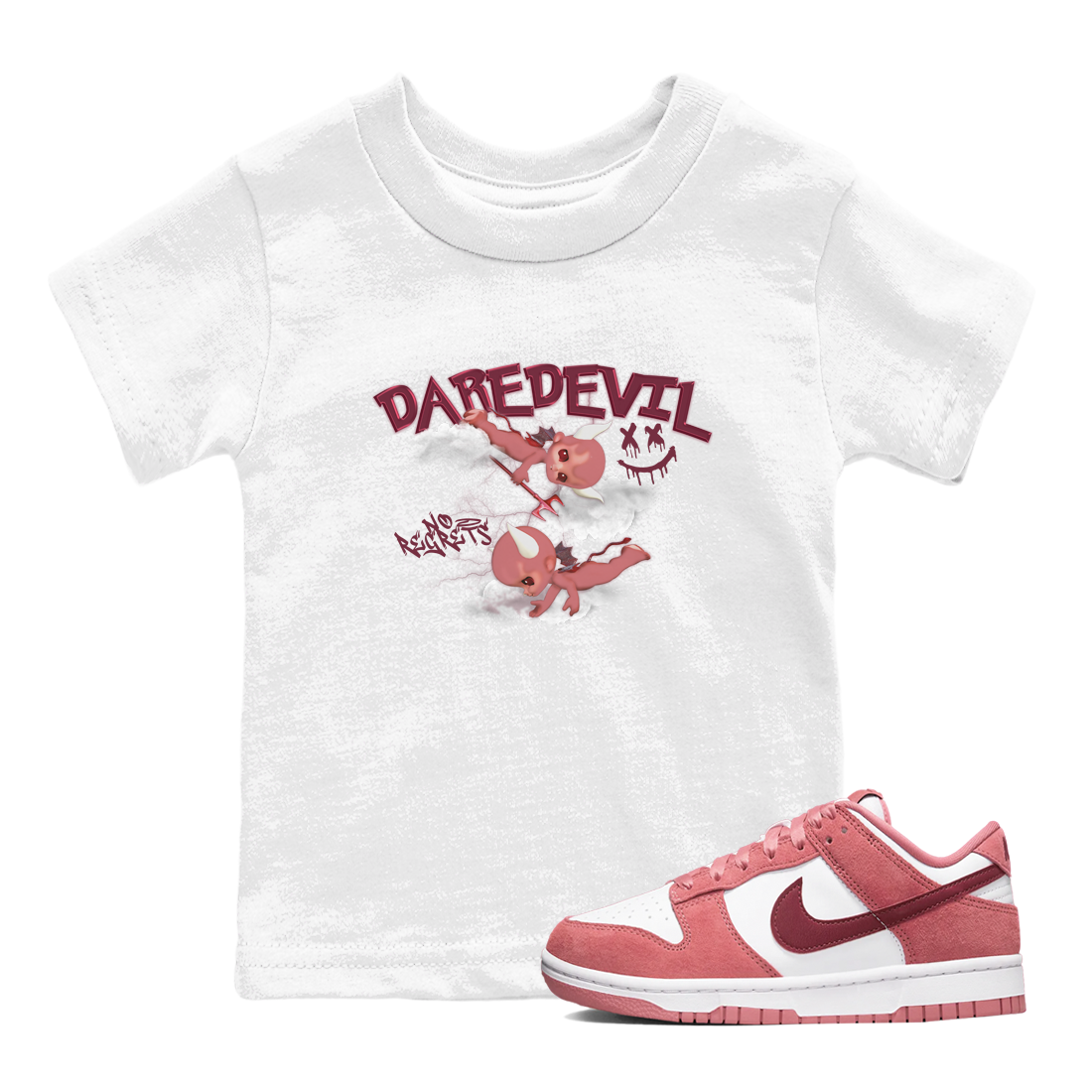 Dunk Low Valentines Day shirt to match jordans Dare Devil sneaker tees Special Valentine's Day Couple Shirt Dunk Valentine's Day 2024 Drip Gear Zone Sneaker Matching Shirt Baby Toddler White 1 T-Shirt