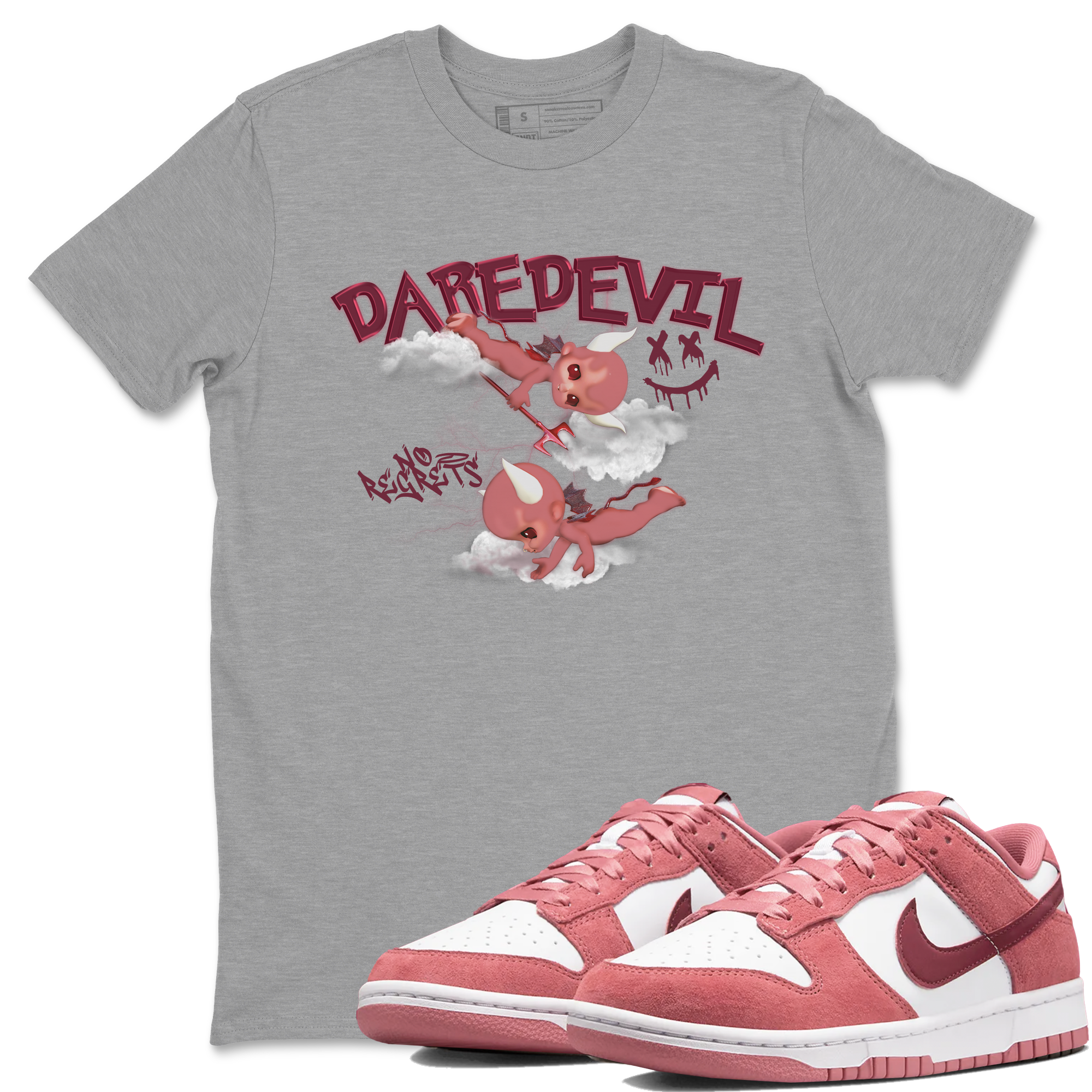 Dunk Low Valentines Day shirt to match jordans Dare Devil sneaker tees Special Valentine's Day Couple Shirt Dunk Valentine's Day 2024 Drip Gear Zone Sneaker Matching Shirt Unisex Heather Grey 1 T-Shirt