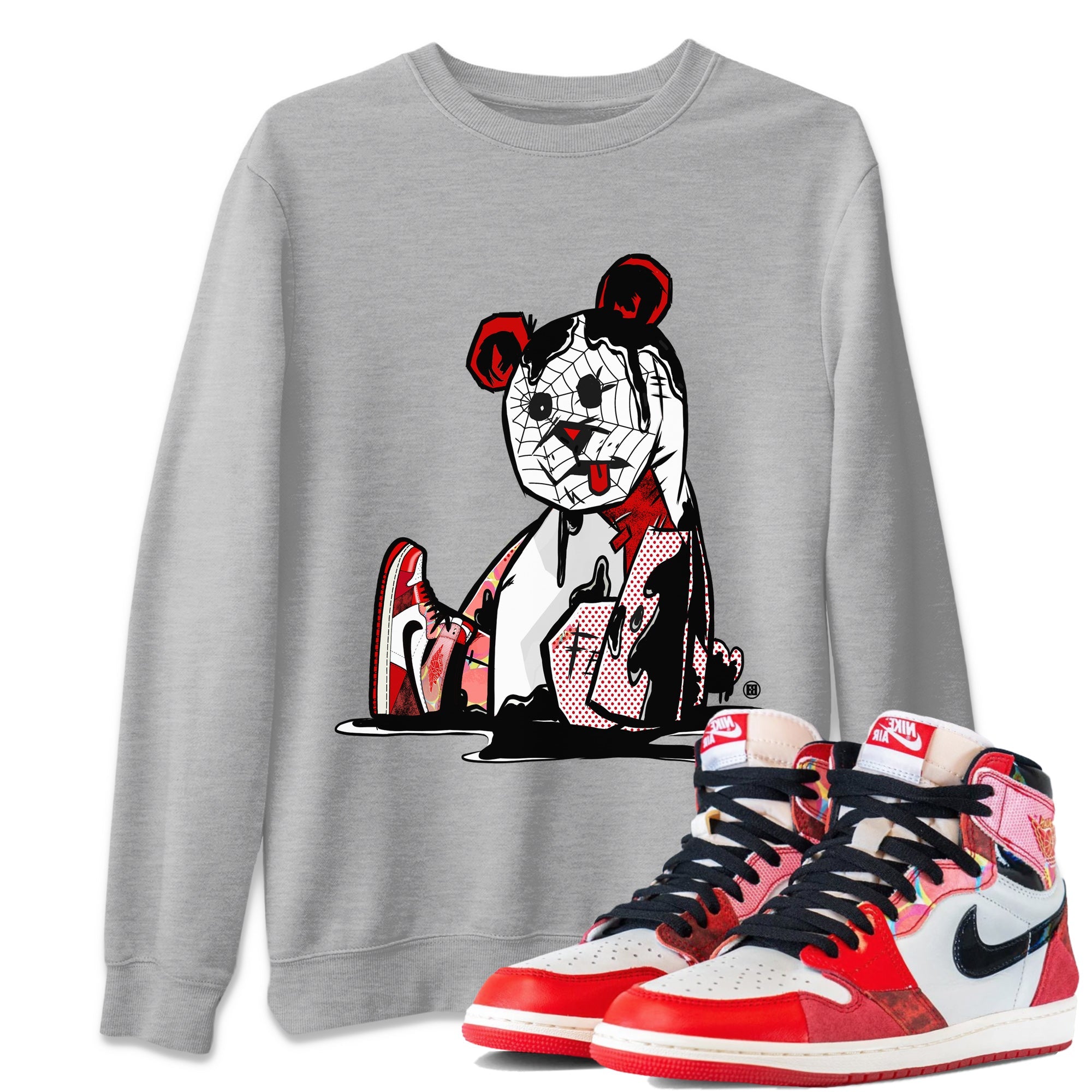 Air Jordan 1 Spider Man Sneaker Match Tees Dark Bear Sneaker Release Tees Air Jordan 1 High OG x Spider Man Tees Unisex Shirts Heather Grey 1