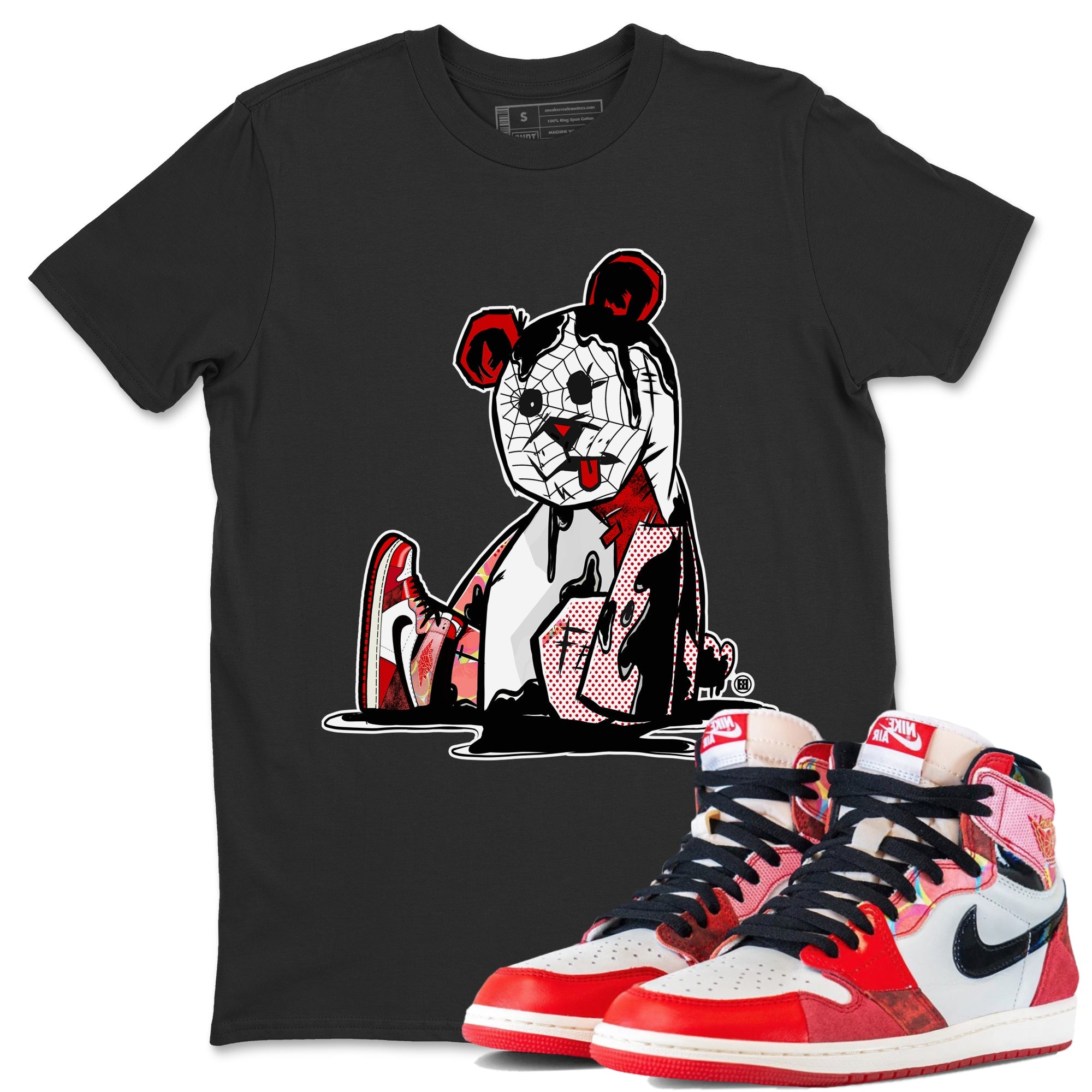 Air Jordan 1 Spider Man Sneaker Match Tees Dark Bear Sneaker Release Tees Air Jordan 1 High OG x Spider Man Tees Unisex Shirts Black 1
