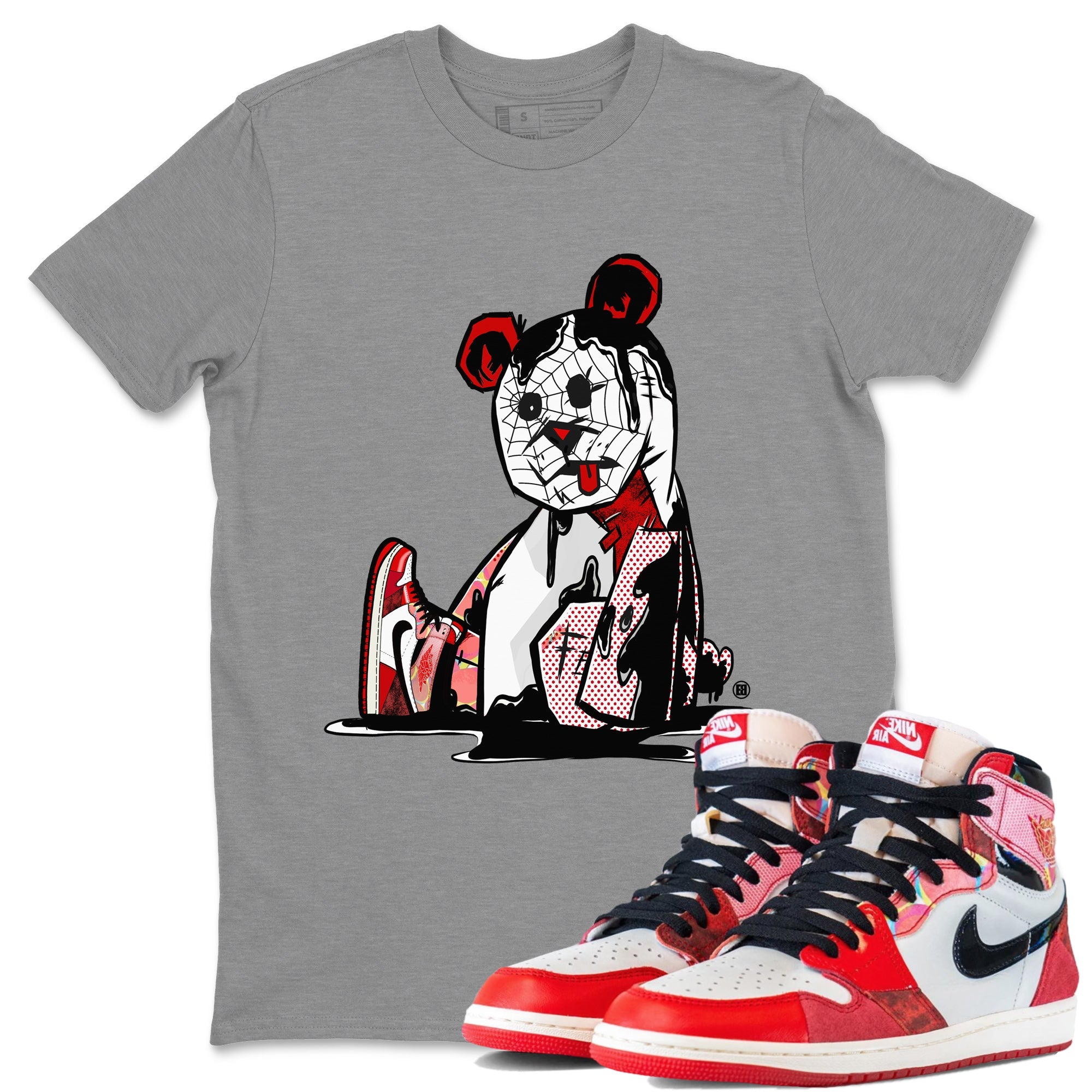 Air Jordan 1 Spider Man Sneaker Match Tees Dark Bear Sneaker Release Tees Air Jordan 1 High OG x Spider Man Tees Unisex Shirts Heather Grey 1
