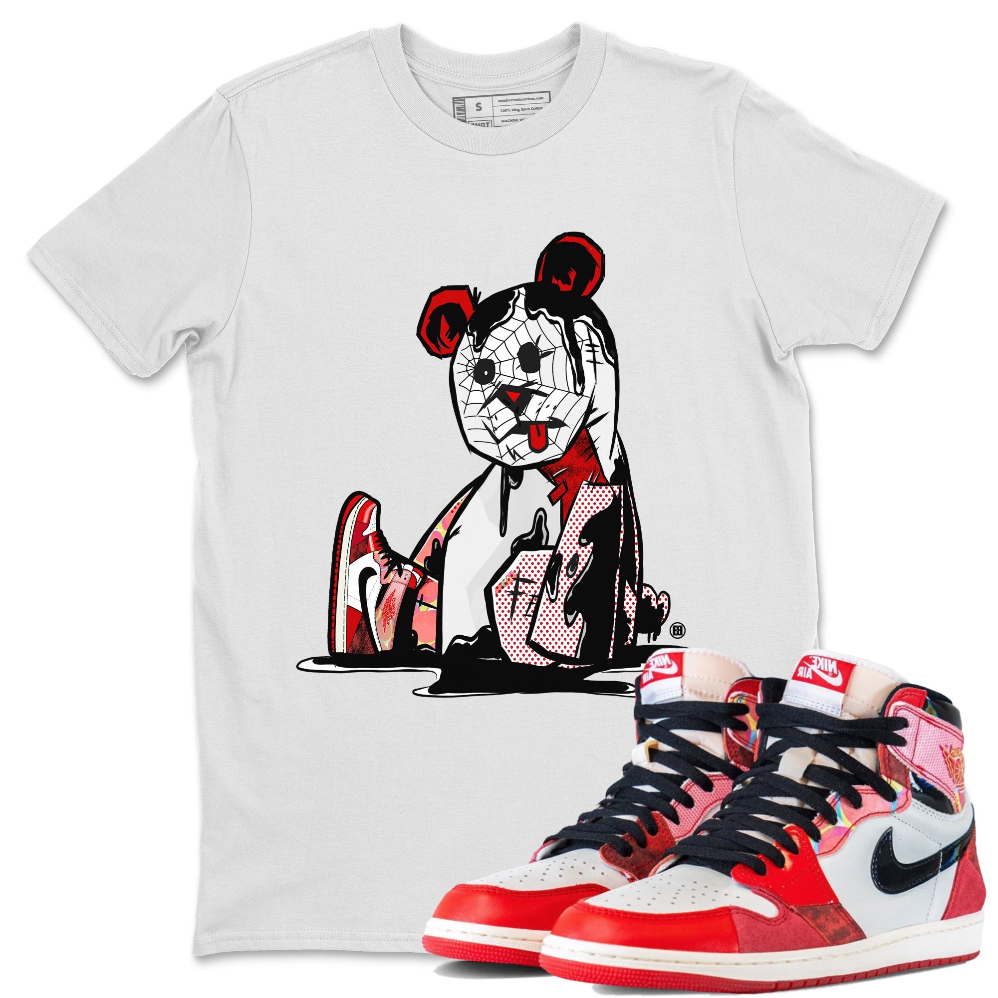 Air Jordan 1 Spider Man Sneaker Match Tees Dark Bear Sneaker Release Tees Air Jordan 1 High OG x Spider Man Tees Unisex Shirts White 1