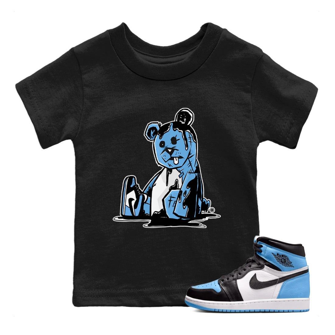 Air Jordan 1 Retro High OG UNC Toe Shirt to match Jordans Dark Bear Streetwear Sneaker Shirt Air Jordan 1 Retro UNC Toe Shirts Kids and Baby Tees Black 1